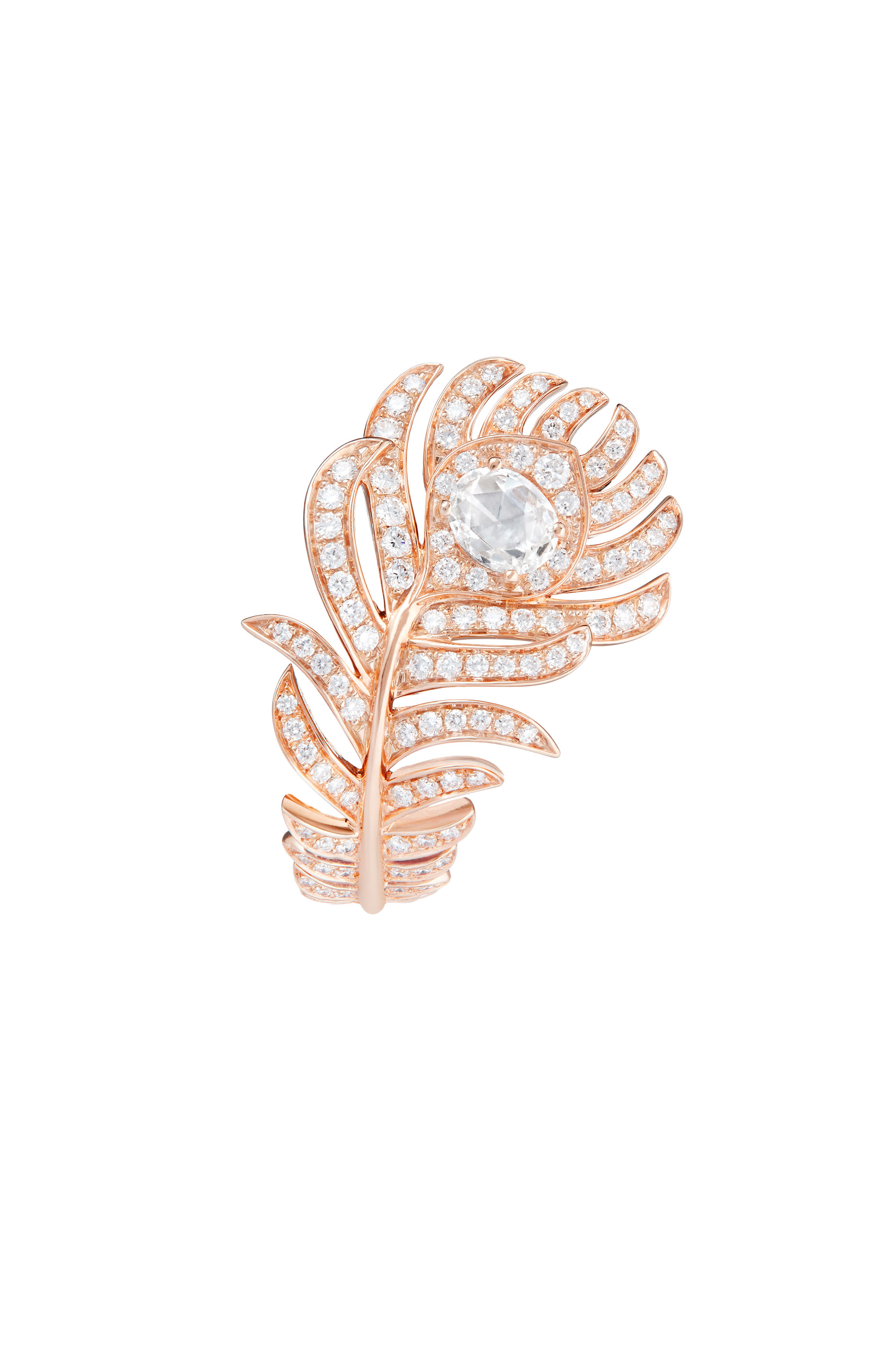 Plume de Paon Small Ring, 18k Pink Gold & Diamonds