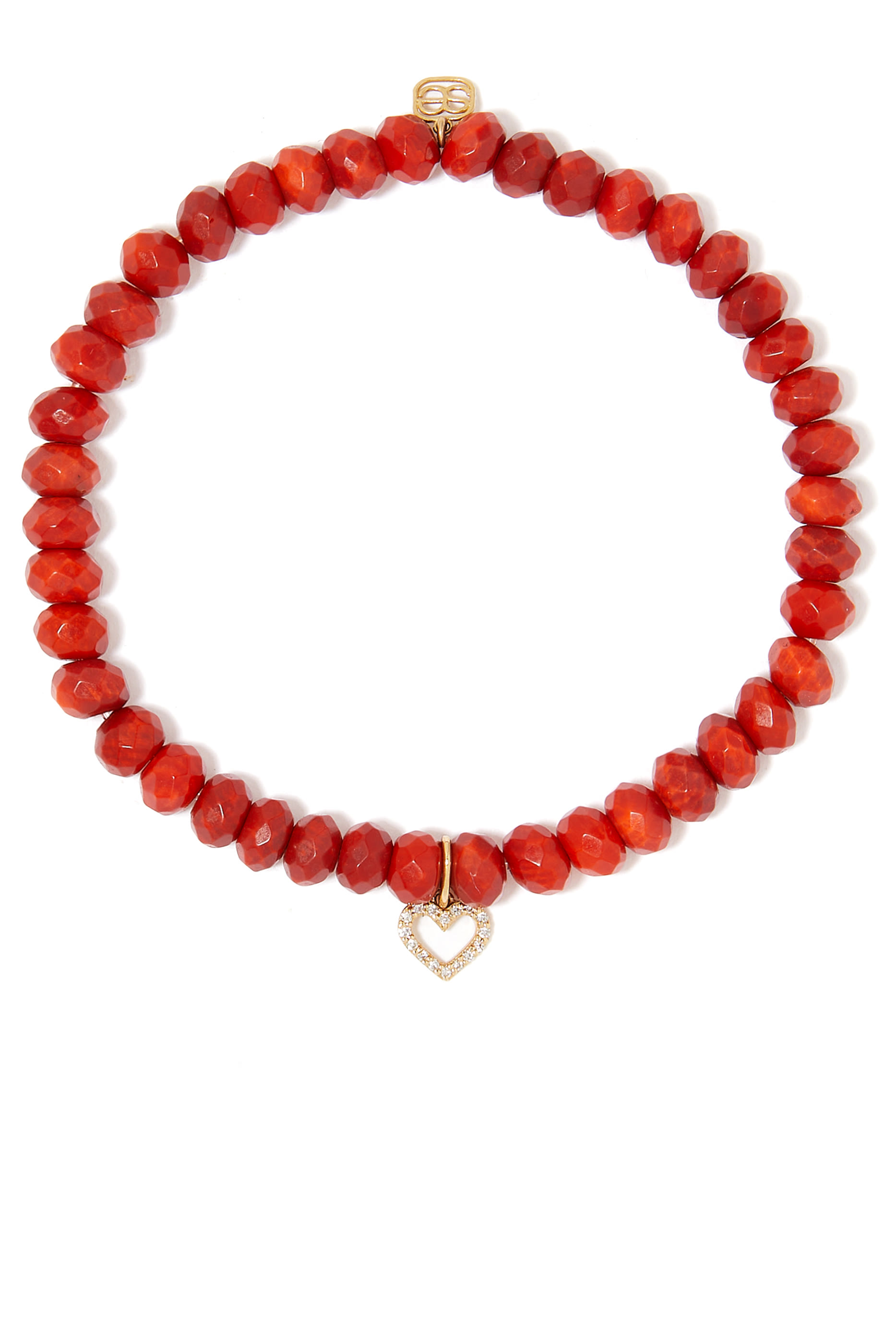 Open Heart Charm Beaded Bracelet, 14K Yellow Gold