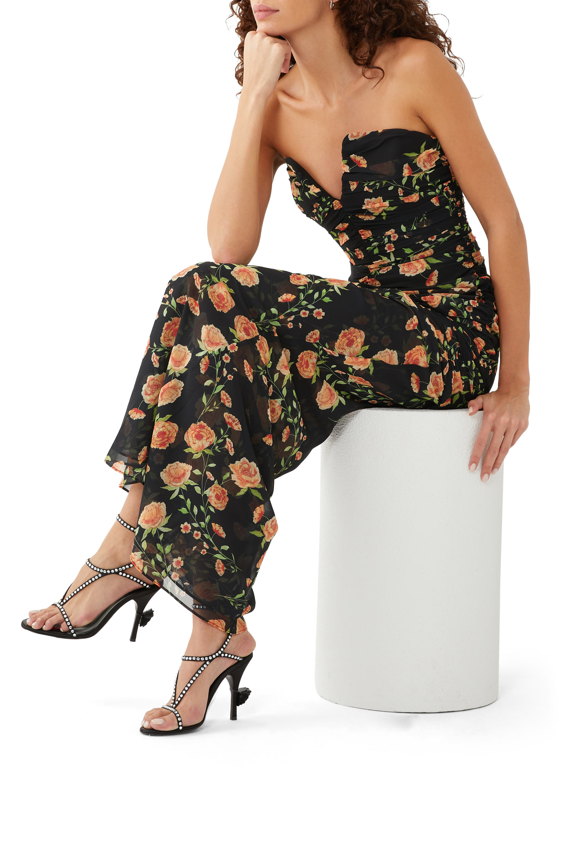 Crystal Embellished Satin Sandals