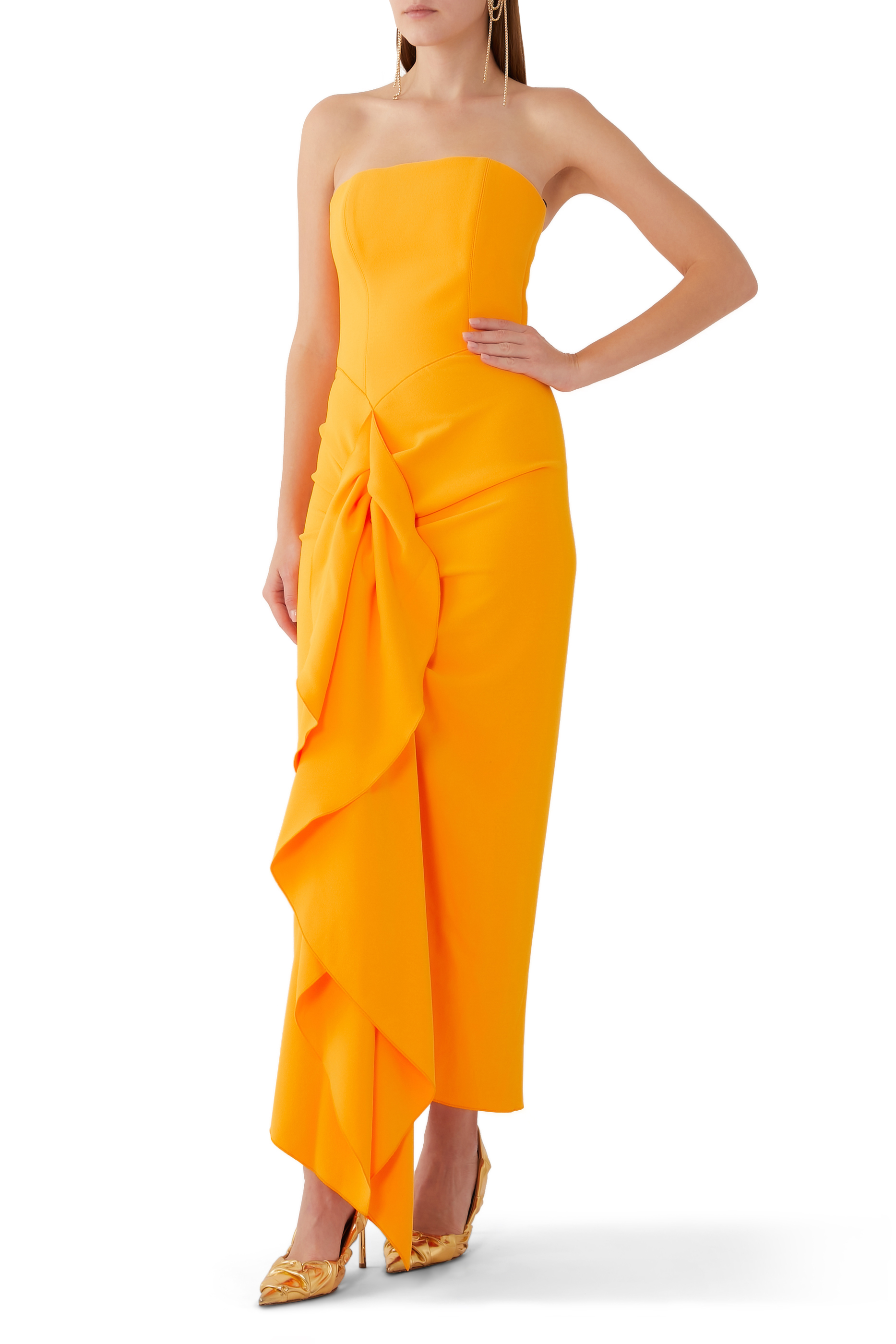 Thalia Ruffled Crepe Midi Dress