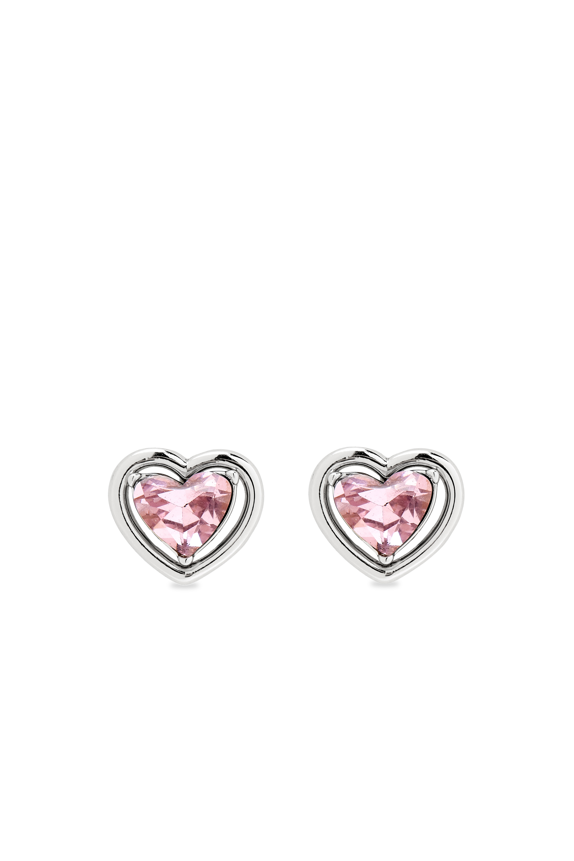 Halo Heart Stud Earrings, Brass, Titanium & Glass Crystal
