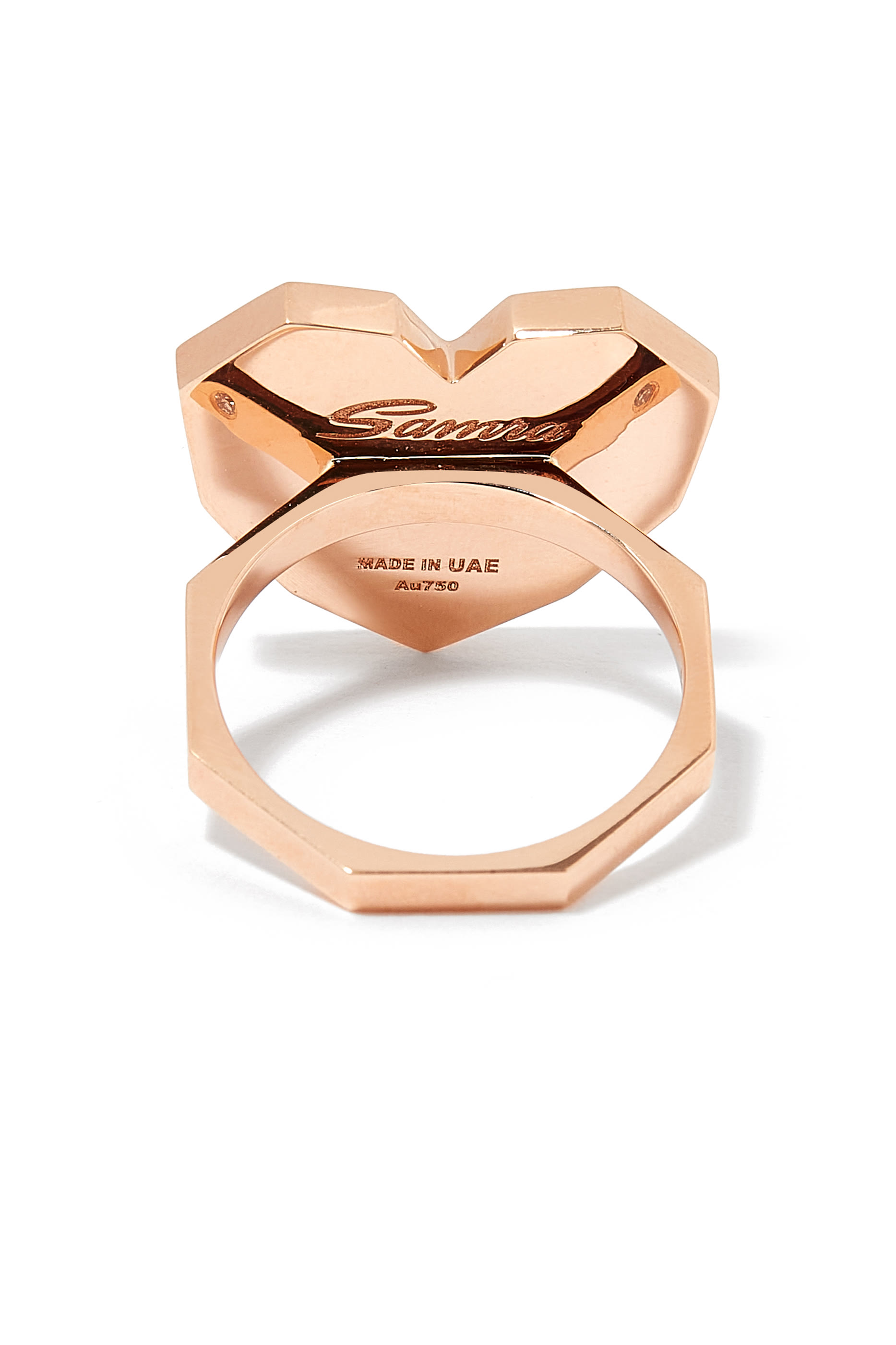 Oud Turath Medium Heart Ring, 18k Pink Gold & Mother-of-Pearl, Diamonds
