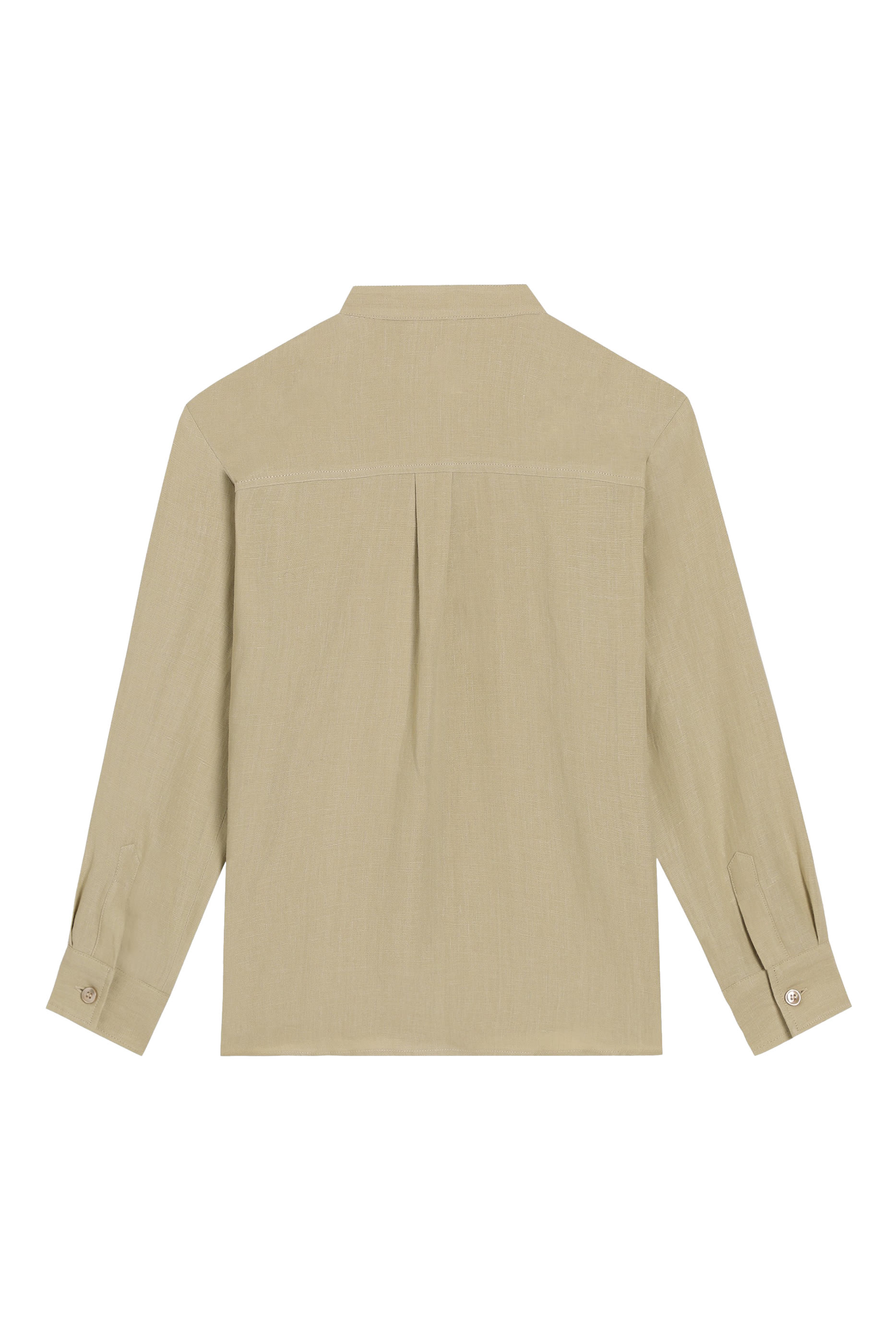 Kids Logo Embroidery Long Sleeves Linen Shirt