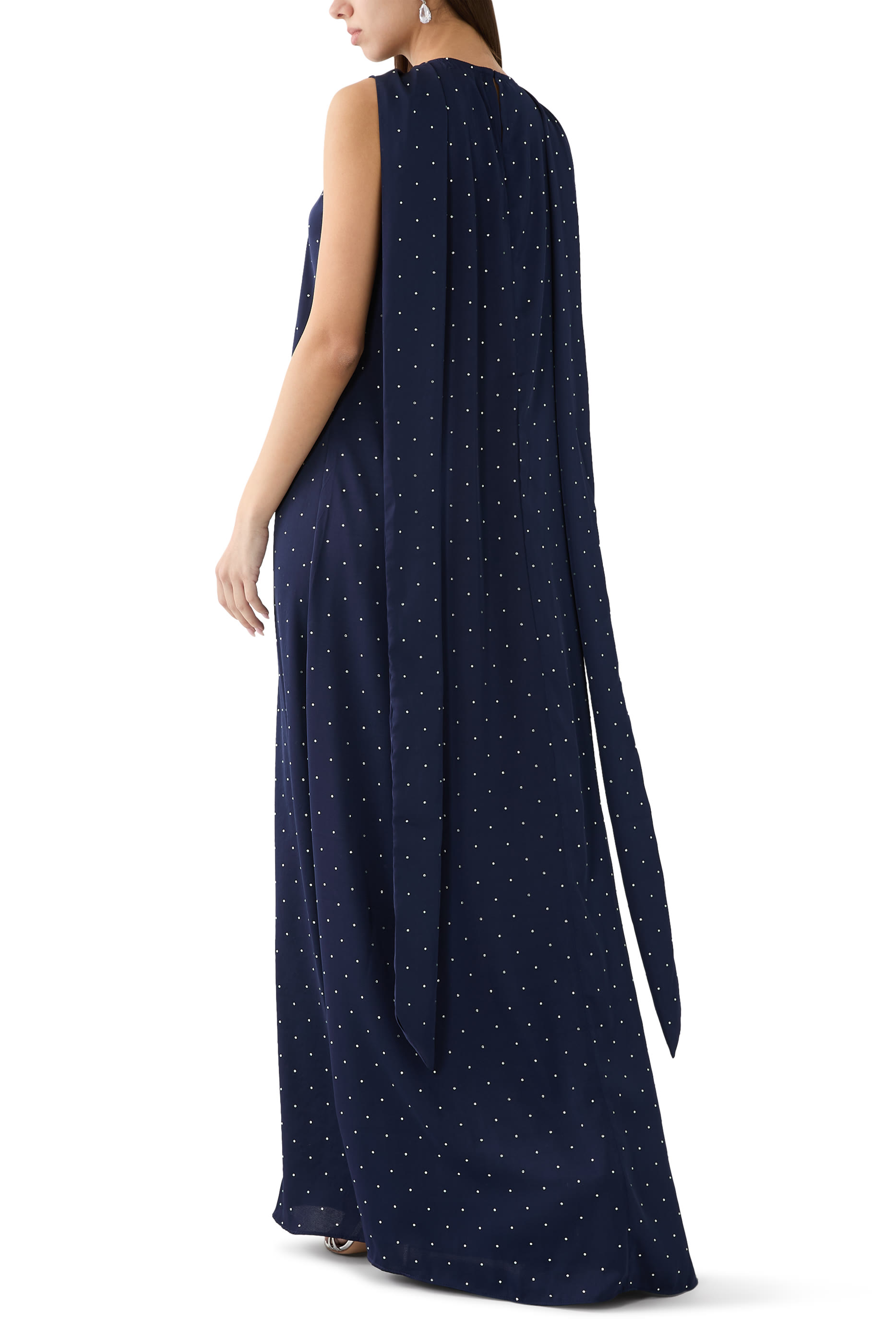 Studded Satin Bisht/Abaya with Neck Tie