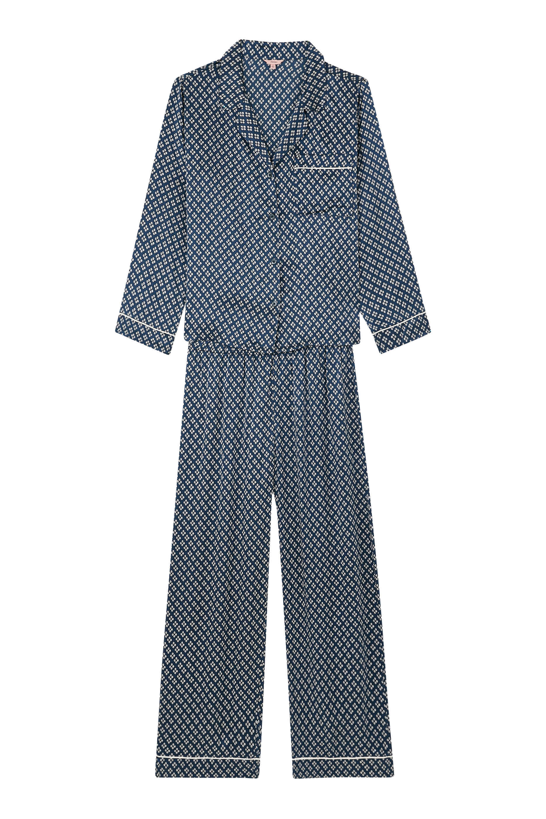 Inez Washable Silk Printed Long PJ Set