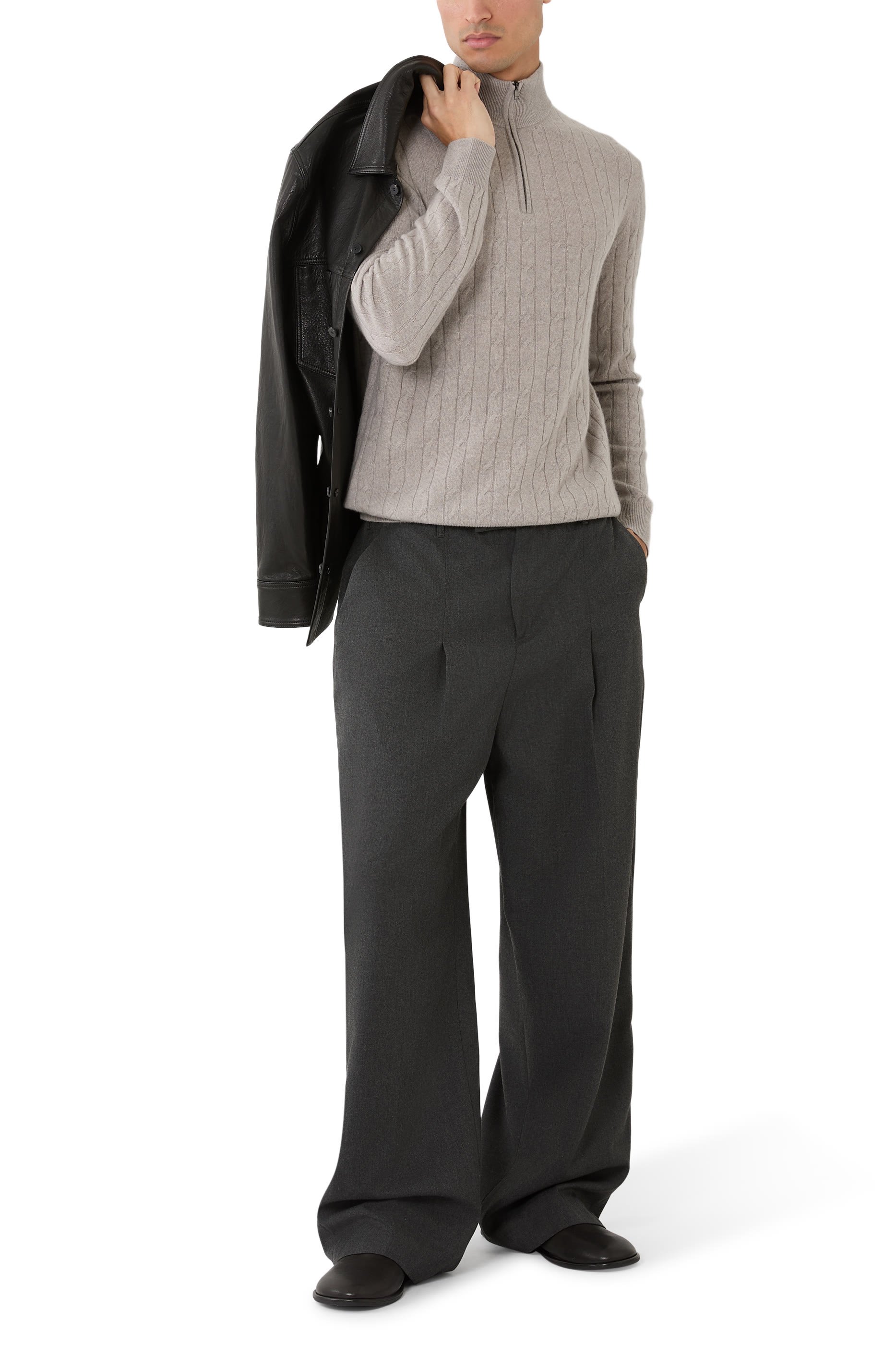 Cable Knit Zip-Up Jumper