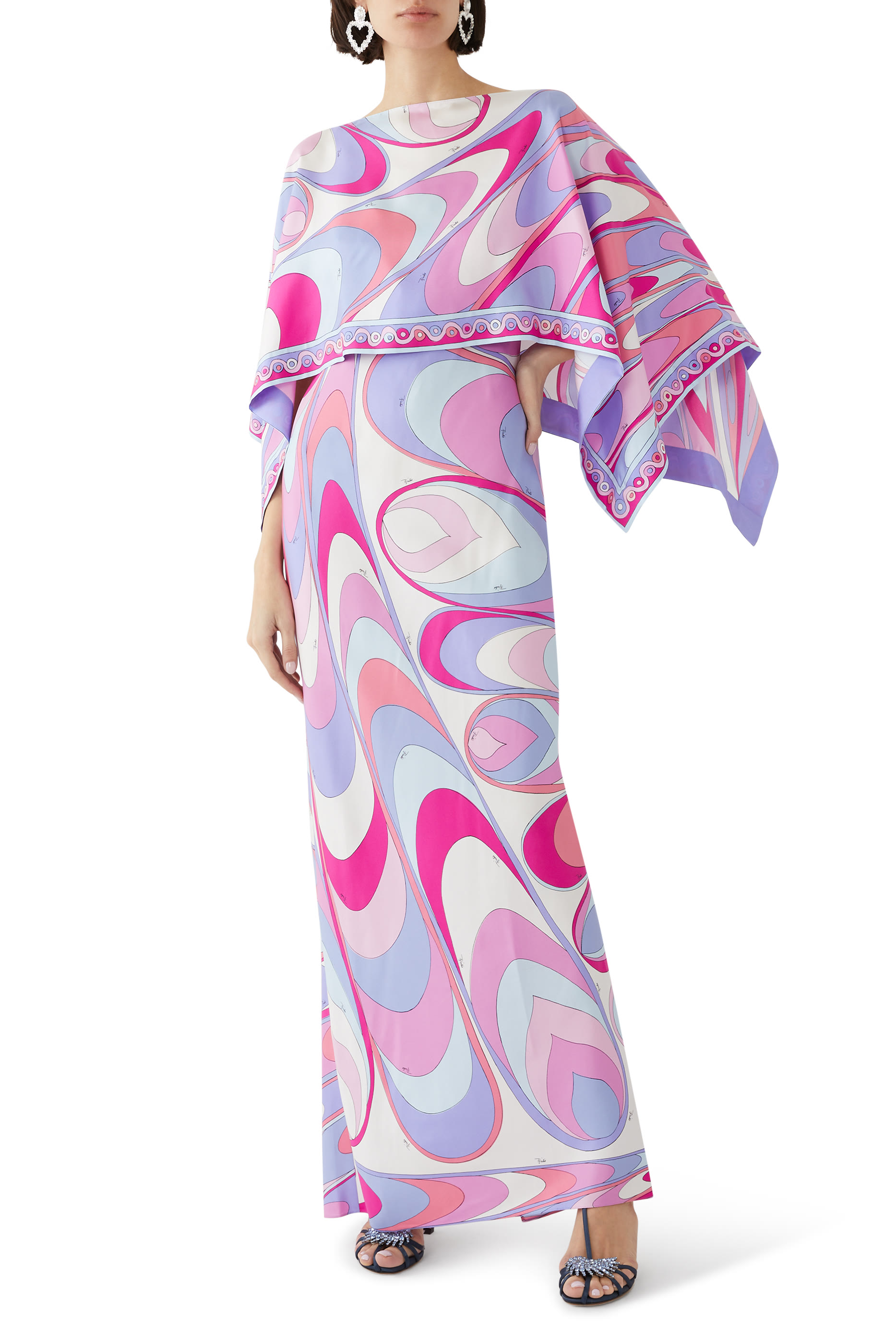 Onde-Print Silk Dress