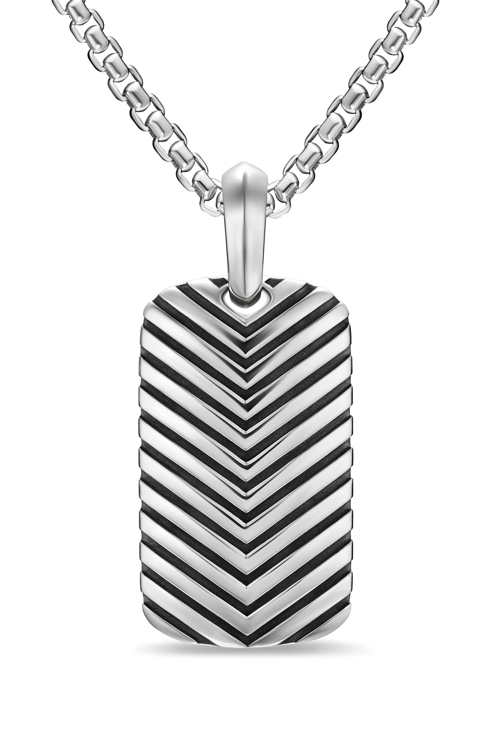 Chevron Tag, Sterling Silver