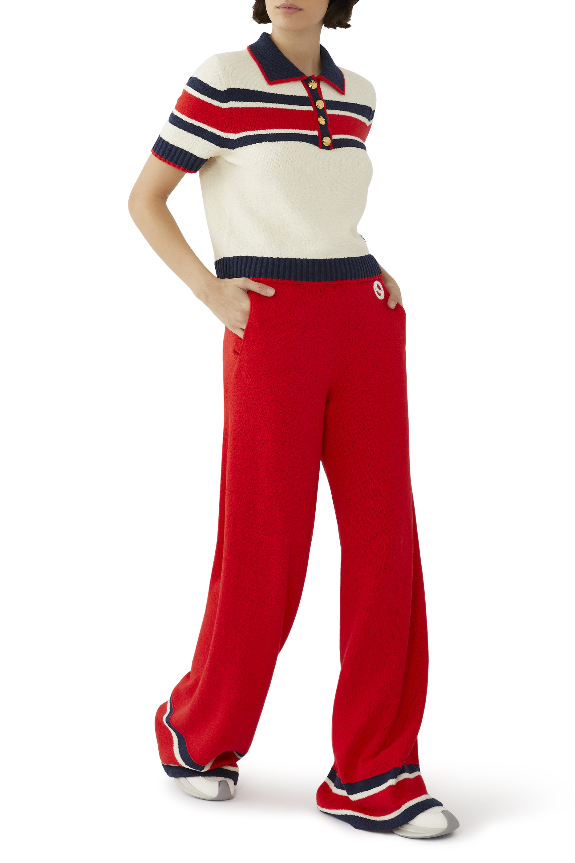 Cotton Striped Polo Top