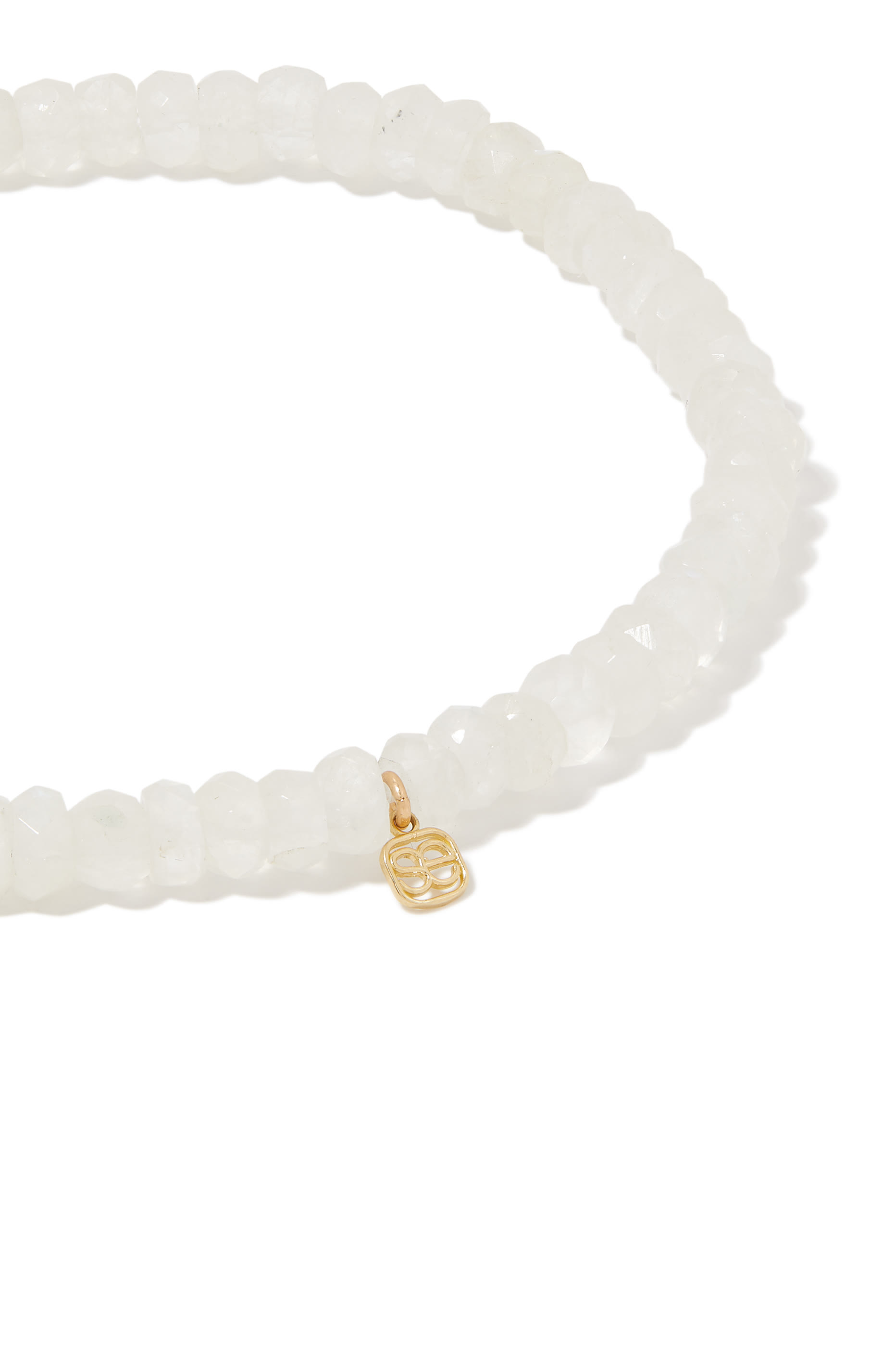 Tiny Sitting Buddha Coin on Multicolored Moonstone Faceted Rondelle Beaded Bracelet