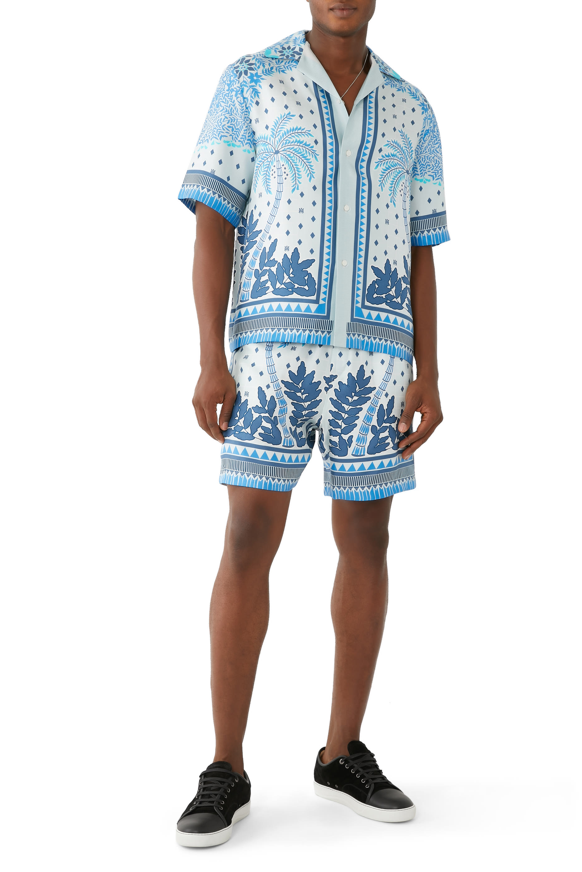 Palm Tree Silk Twill Shorts