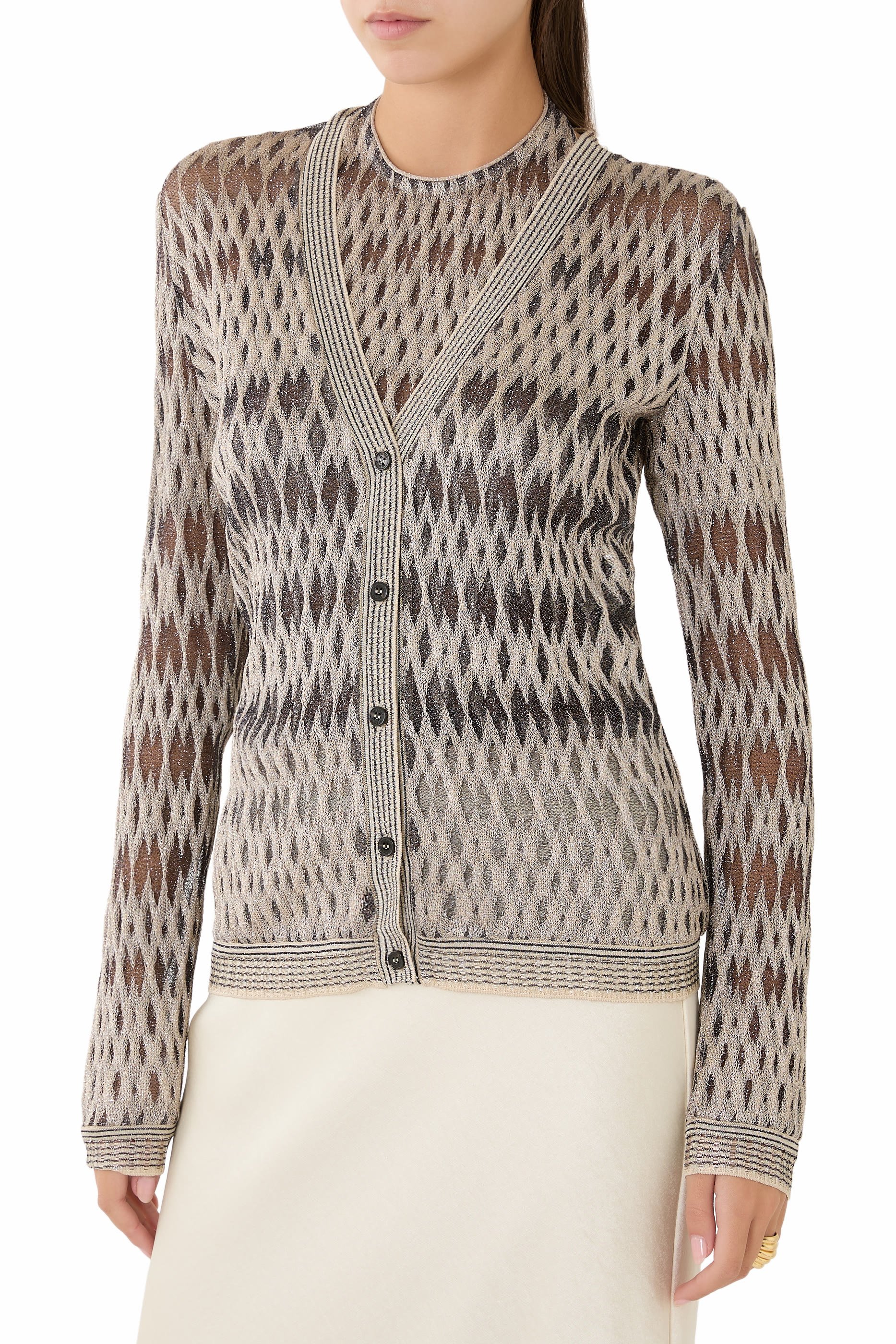 Zigzag Buttoned Cardigan