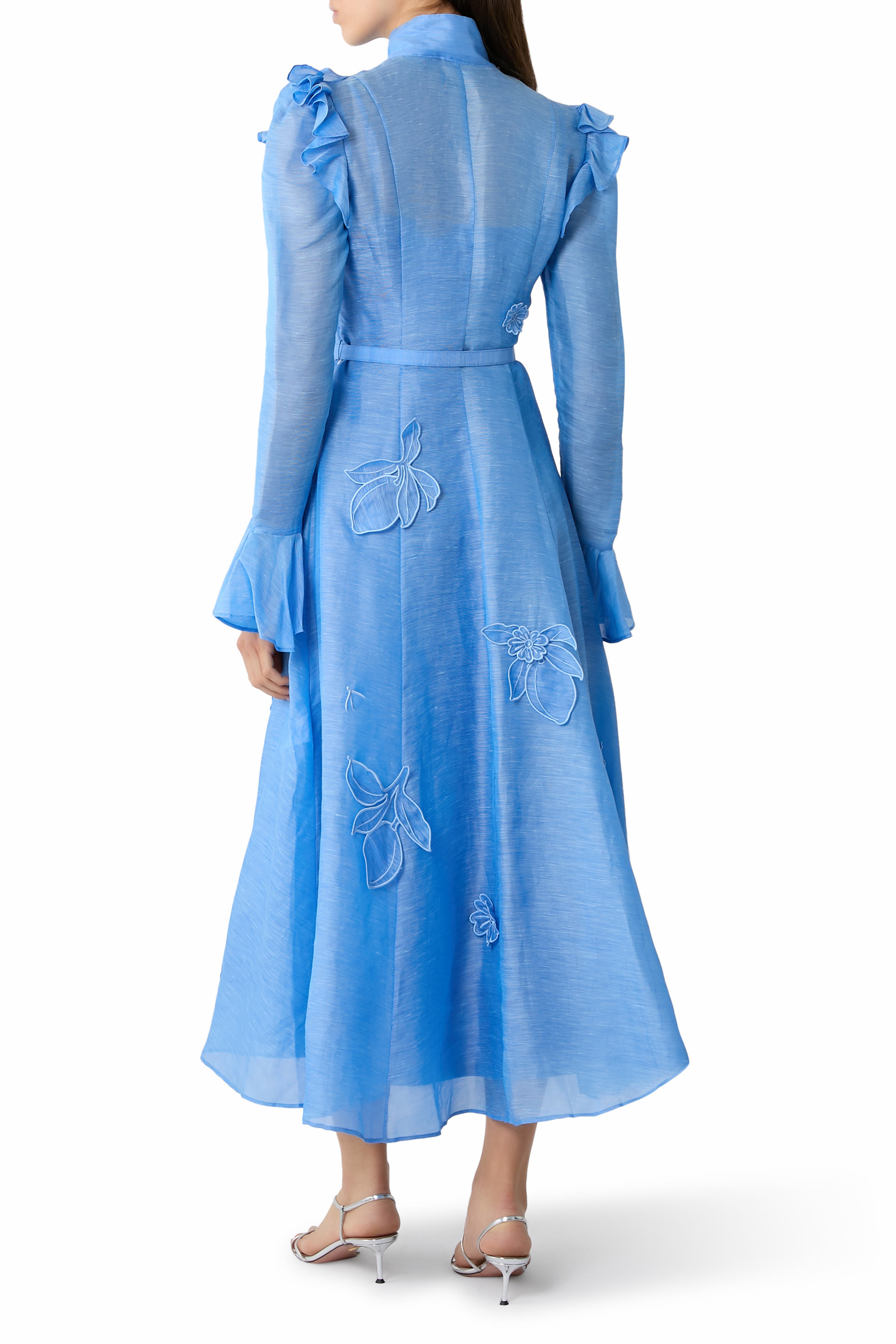 Katrina Appliqu&eacute; Butterfly Sleeve Midi Dress 