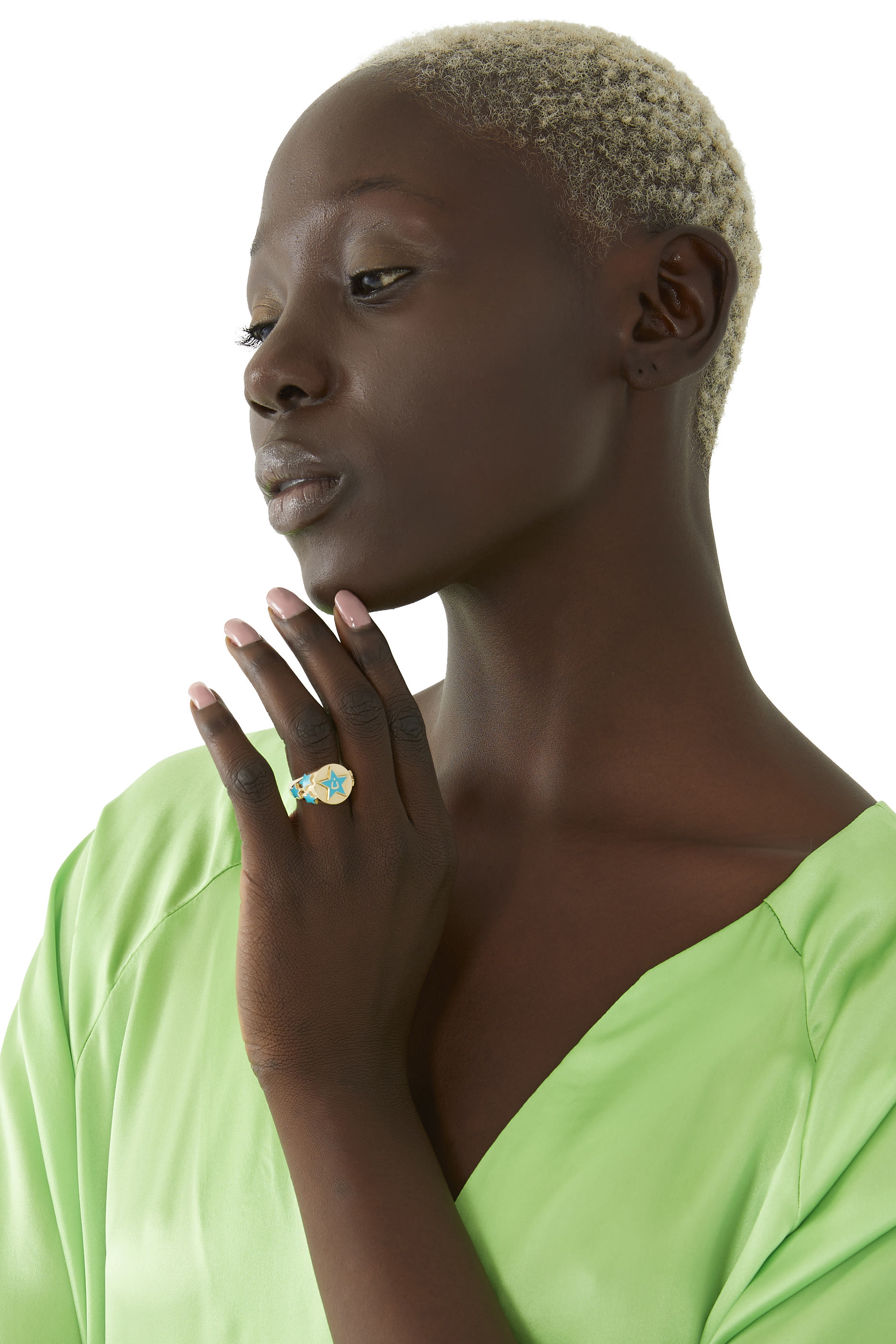 Letter Ein Star Signet Ring, 18k Yellow Gold