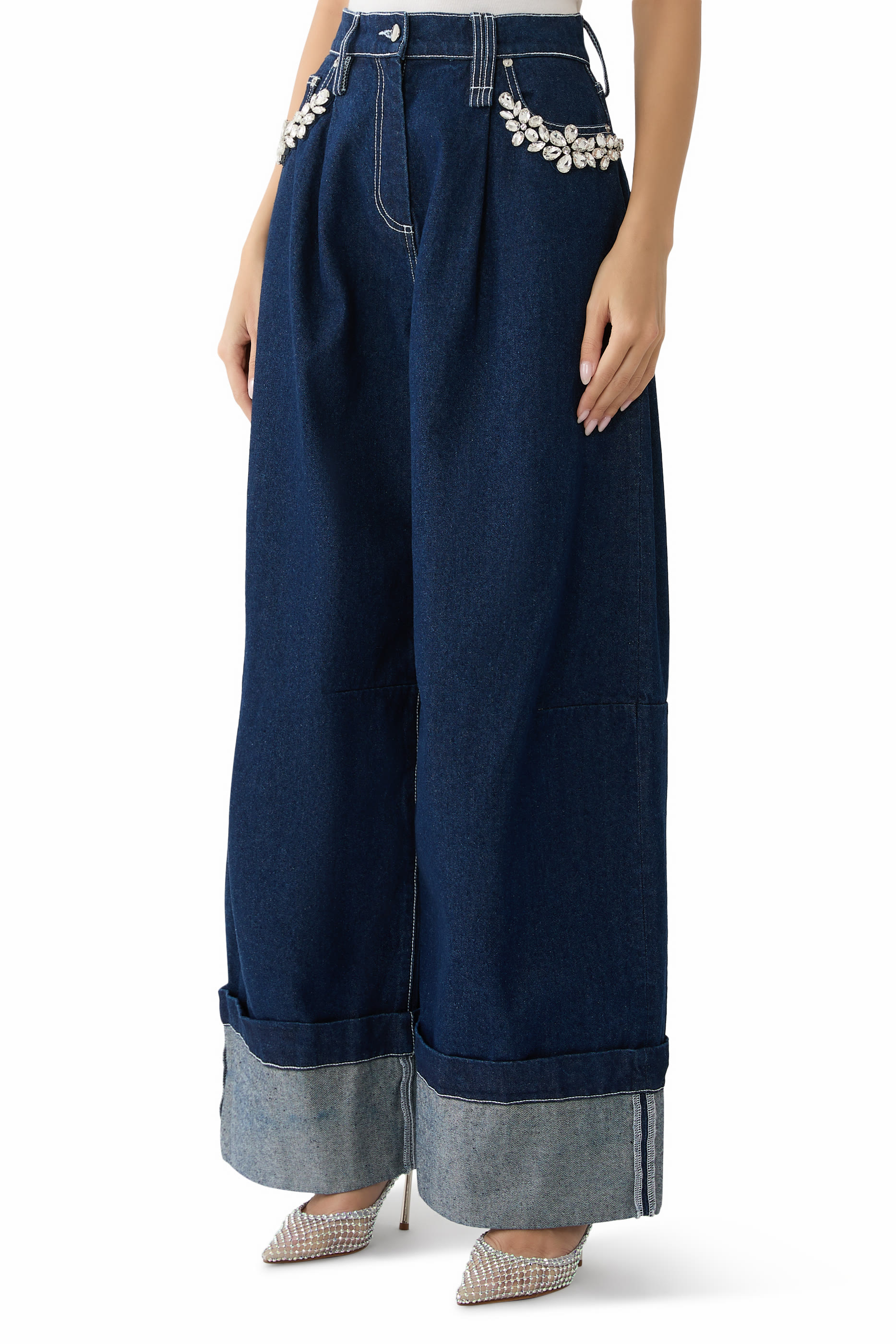 Turbo Embellished Puddle Jeans