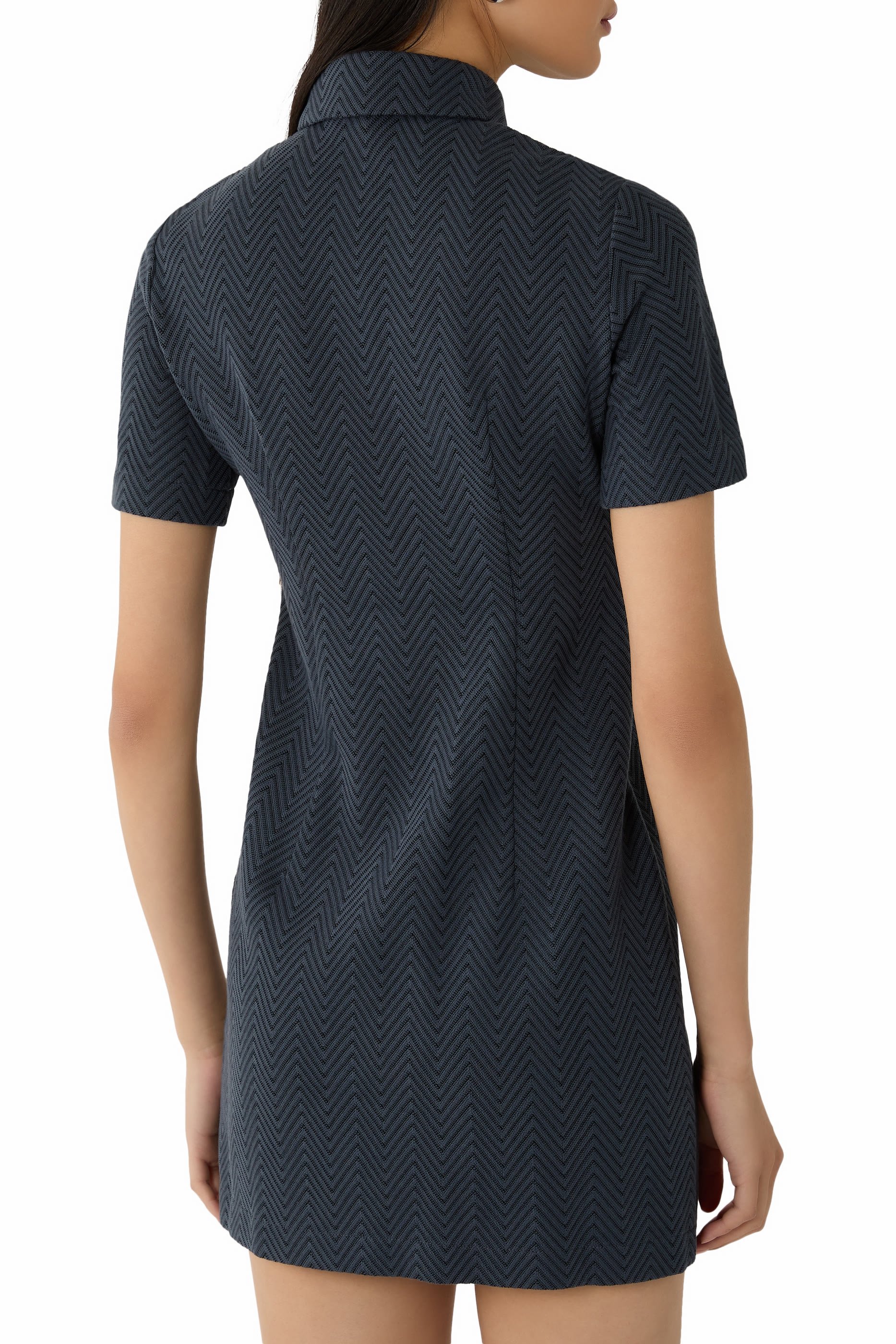 Zigzag Pattern Polo Mini Dress