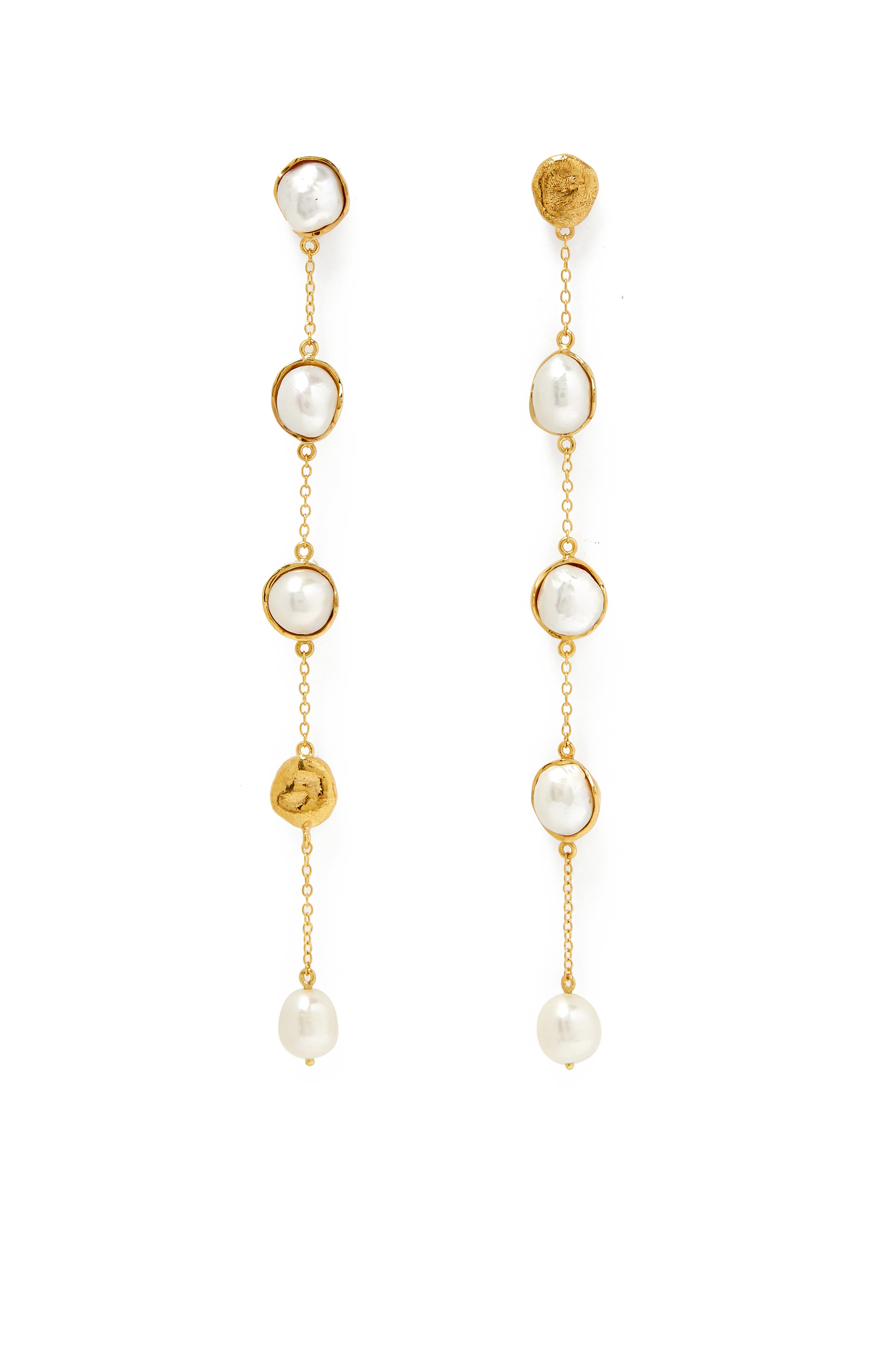 Dangling Chain Pearl Earrings