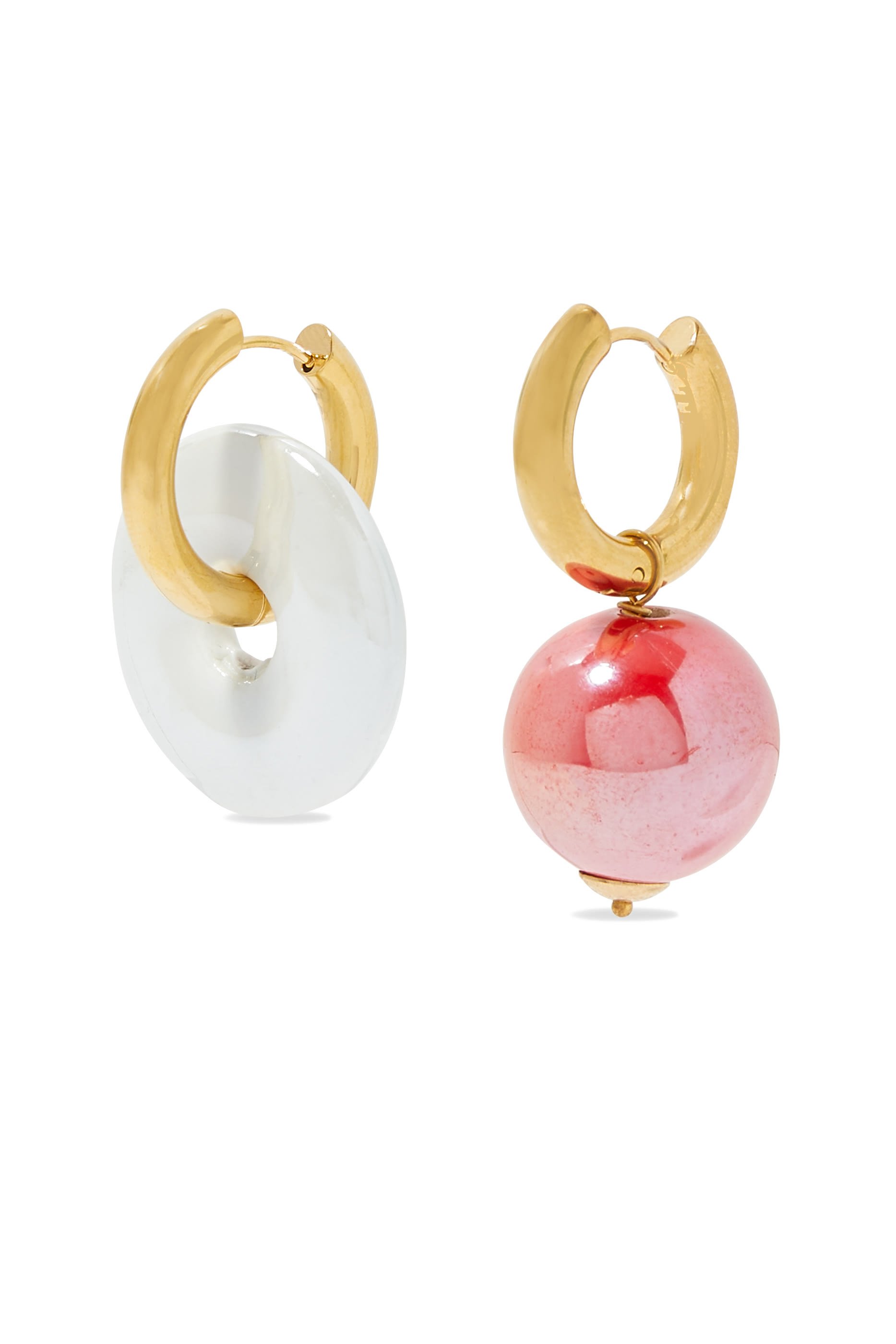 Donut & Round Charm Earrings, 24k Gold-Plated Brass