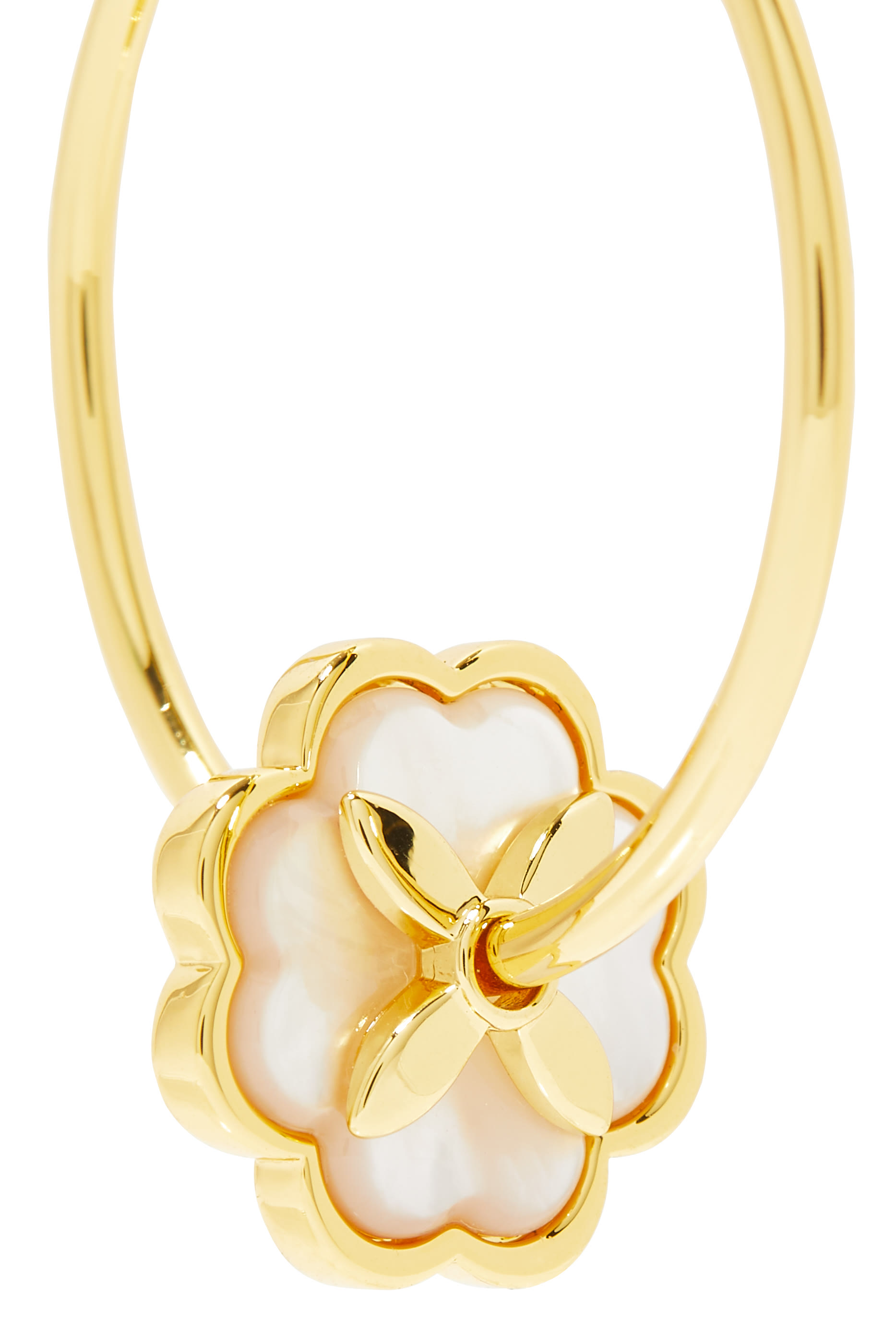 Heritage Bloom Hoop Earrings, Gold-Plated Brass & Faux Pearl