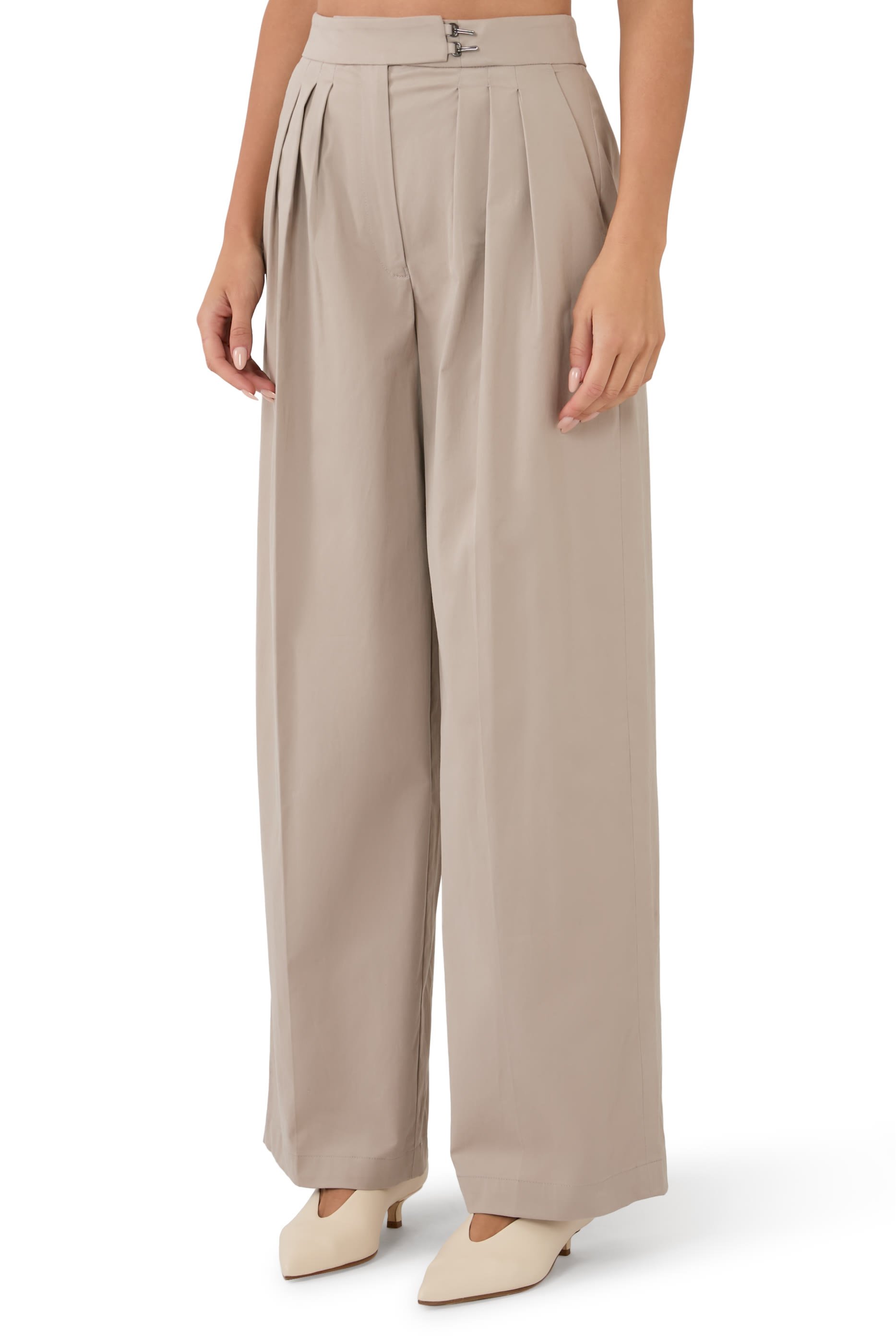 Pleated Brushed Cotton Trousers