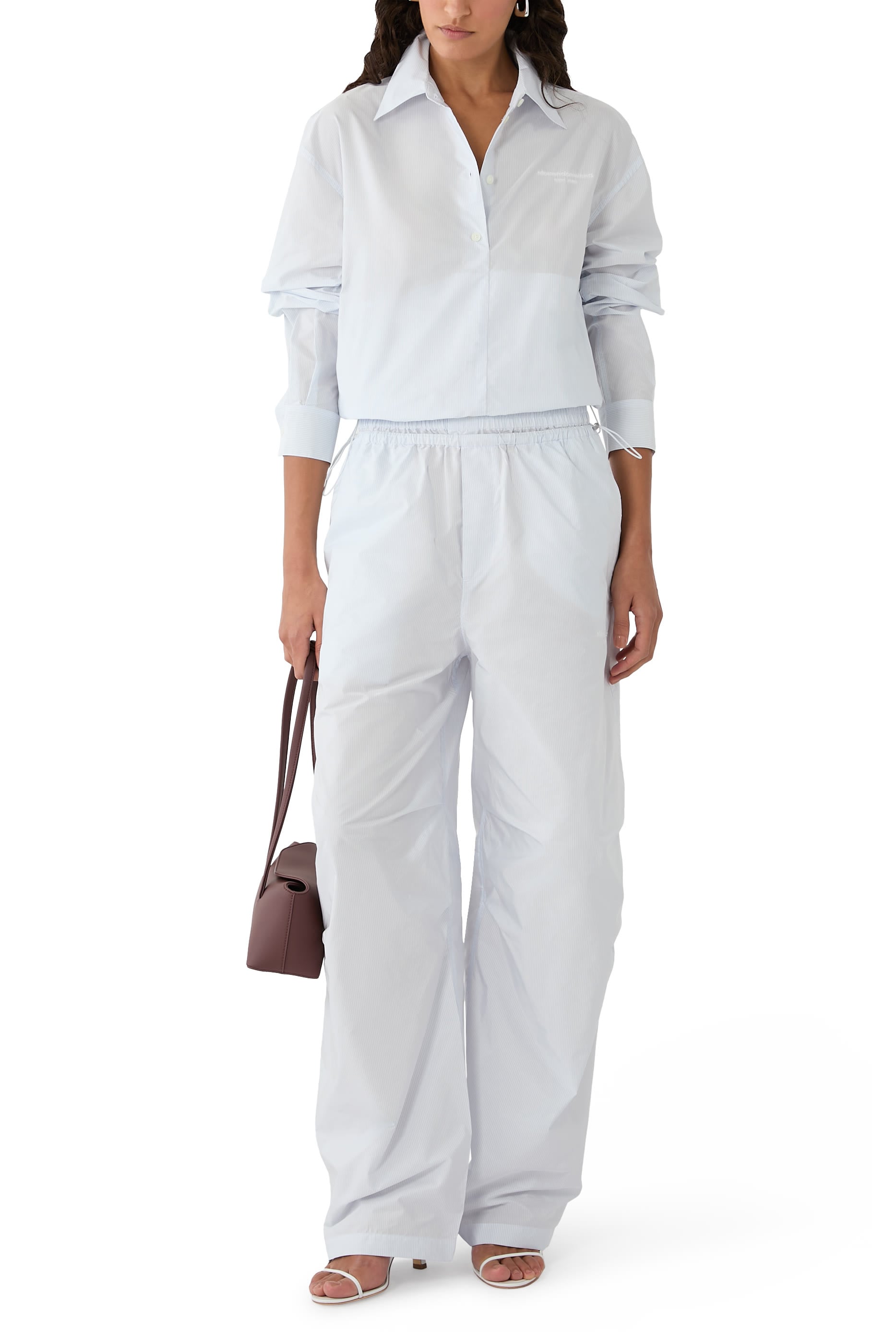 Cropped Shirt with Adjustable Drawcord Hem 