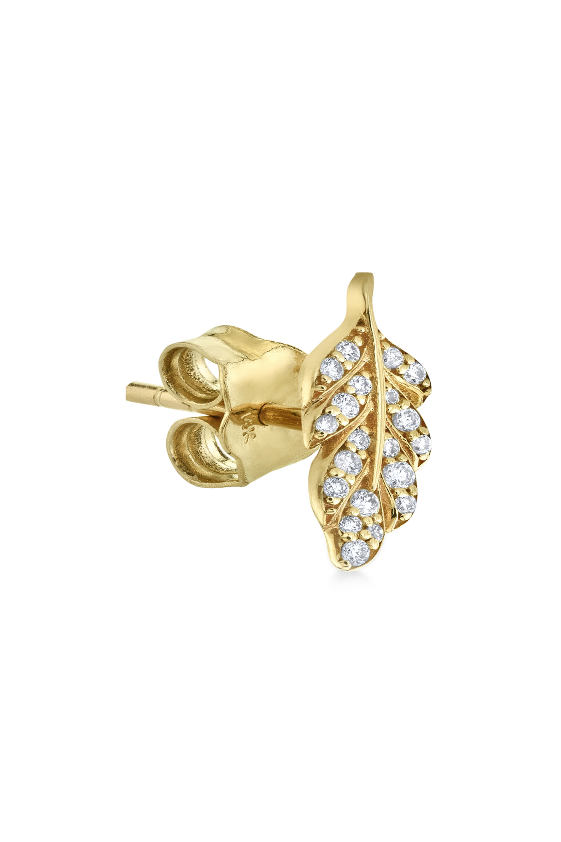 Diamond Small Feather Single Left Stud Earring