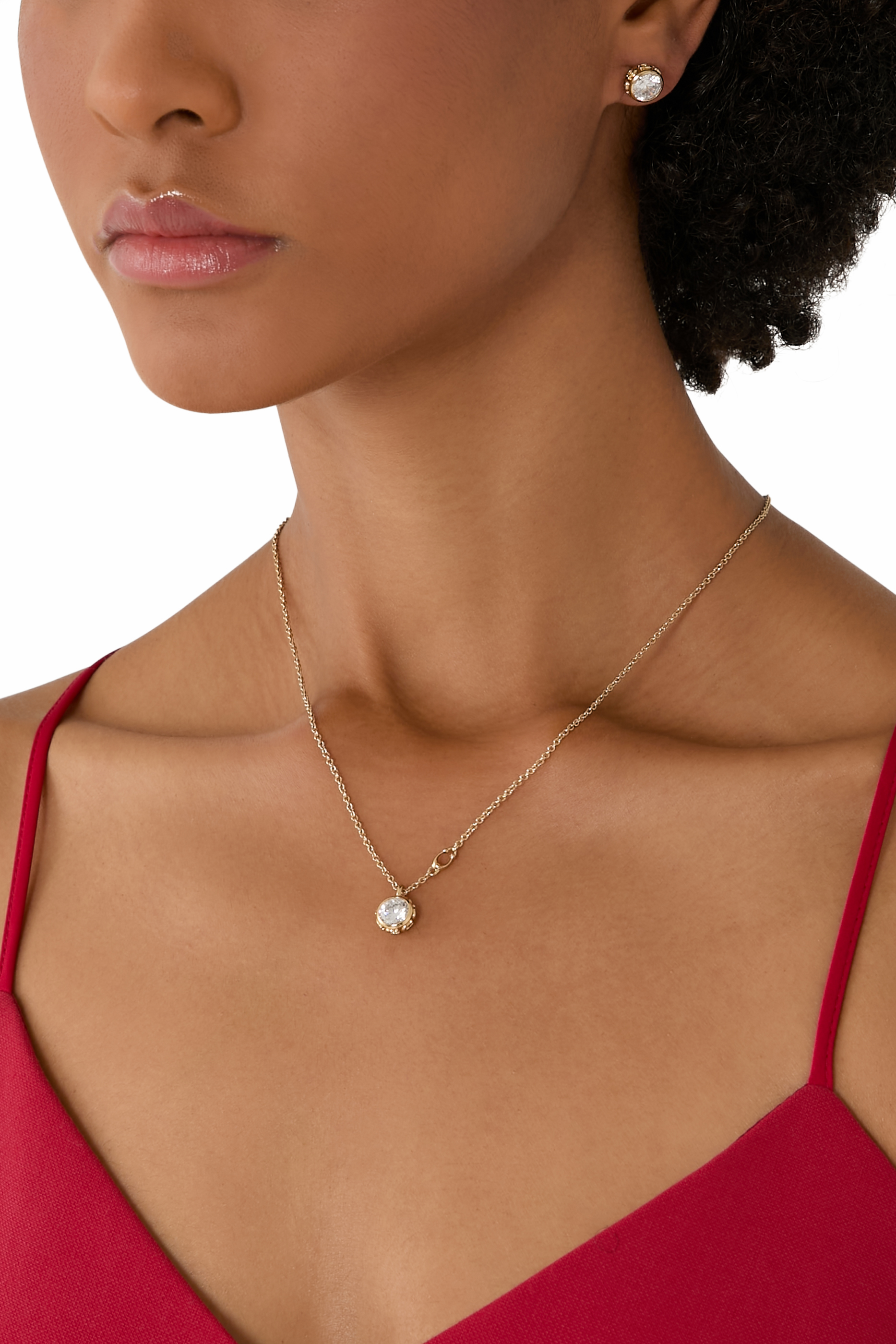 Stone Stud Necklace & Earrings Set