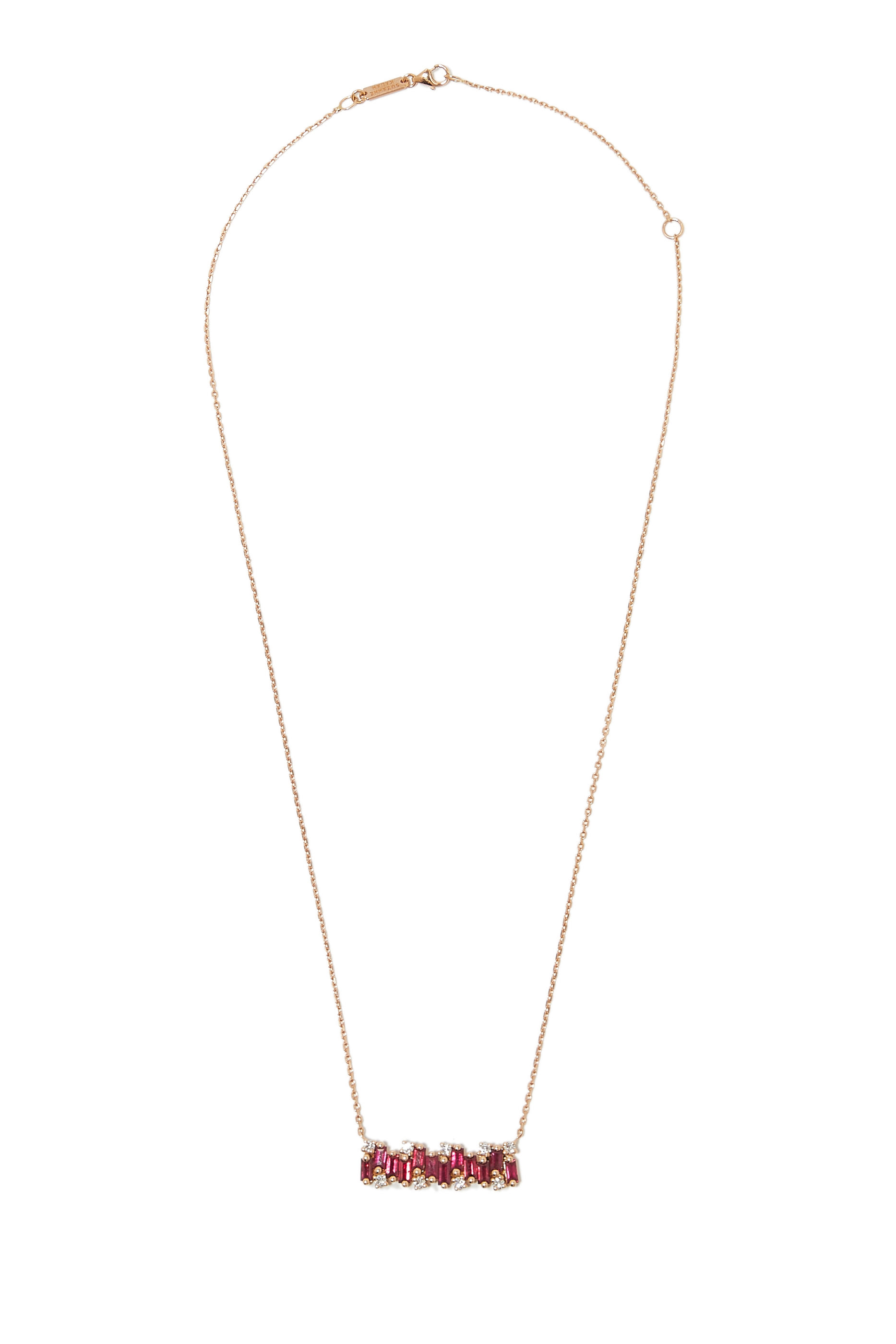 Wide Necklace, 18k Rose Gold with Ruby & Diamond