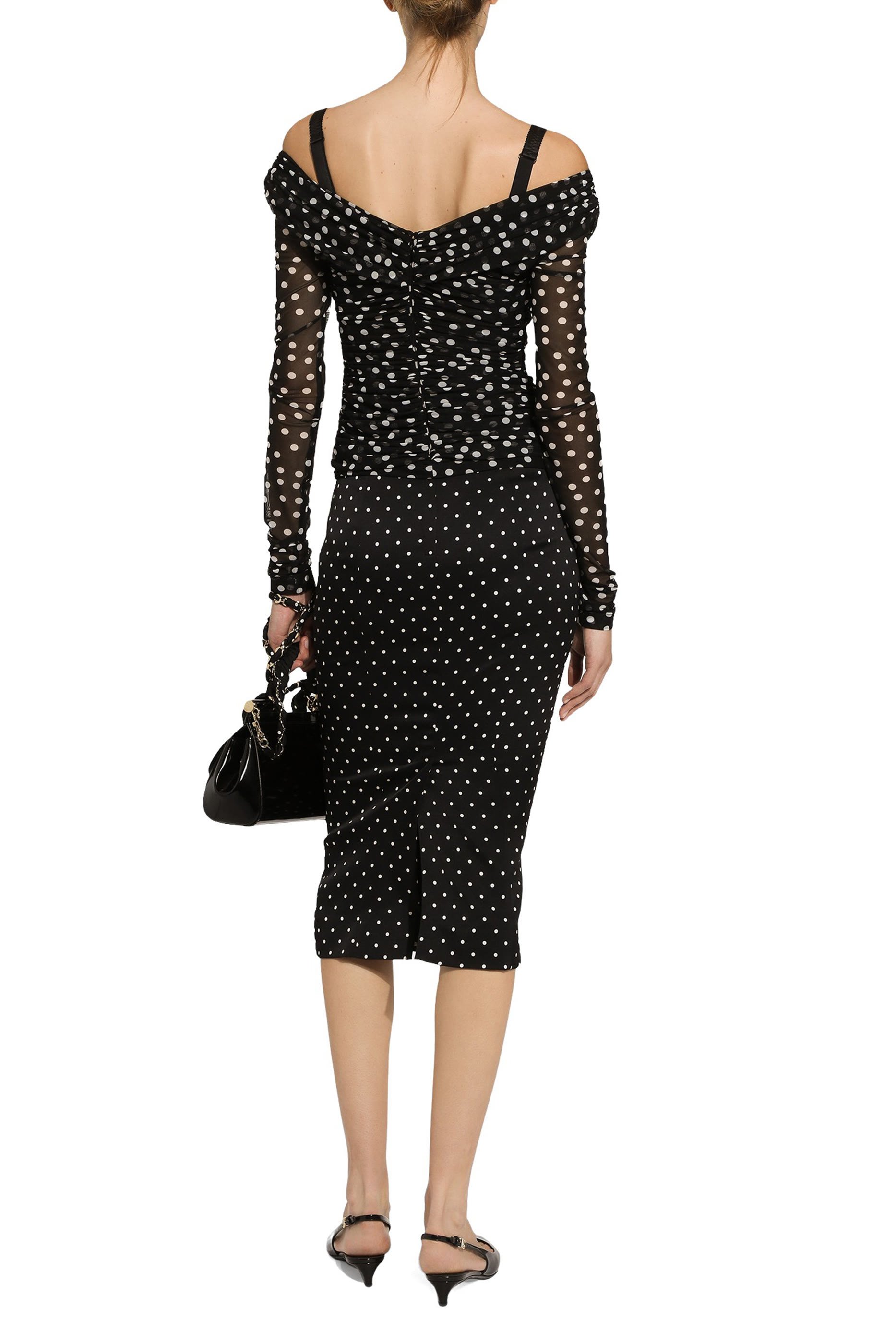 Polka-Dot Tulle Top with Wrap-Front Neckline