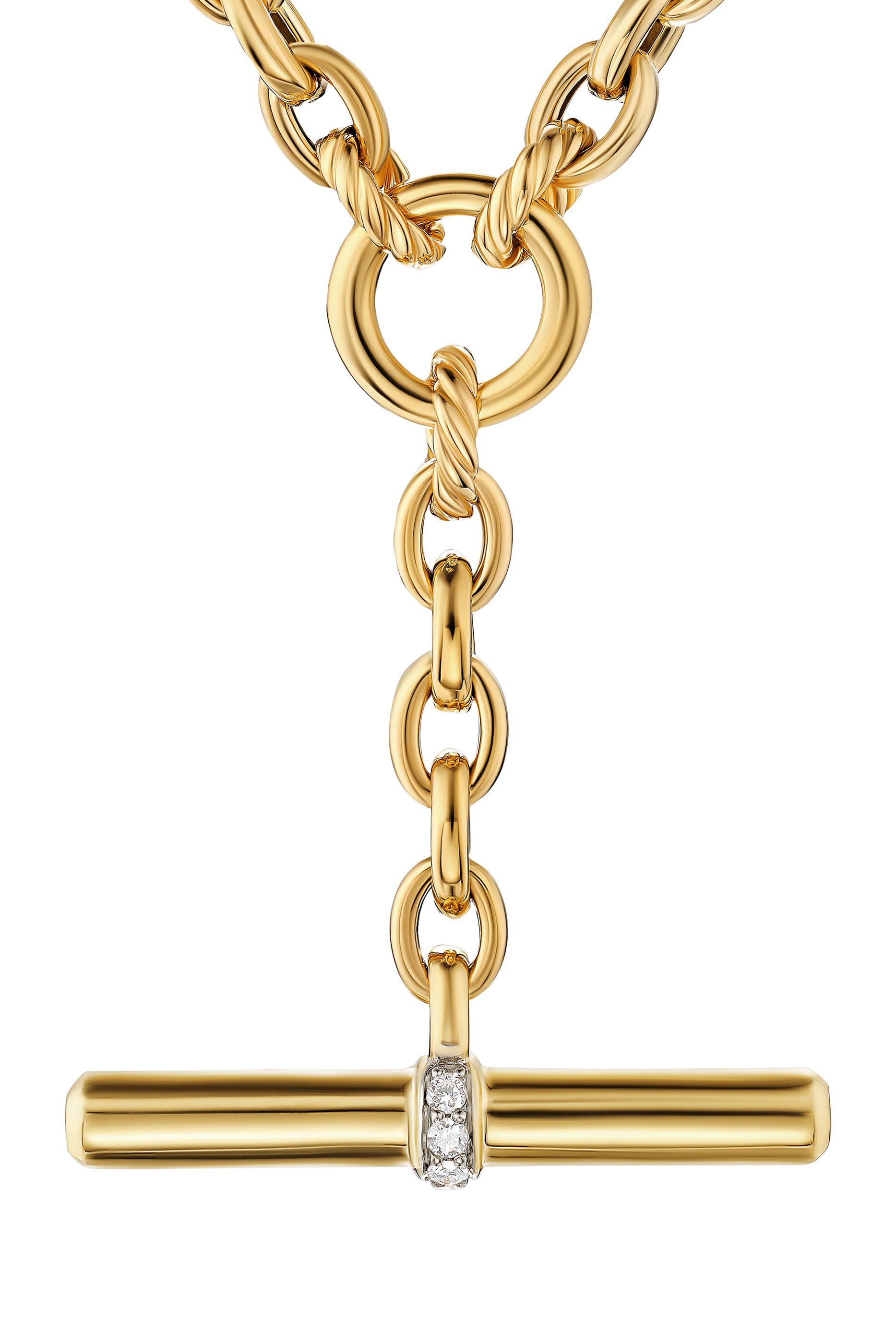 DY Mercer&reg; Petite Toggle Chain Necklace, 18k Yellow Gold & Diamonds