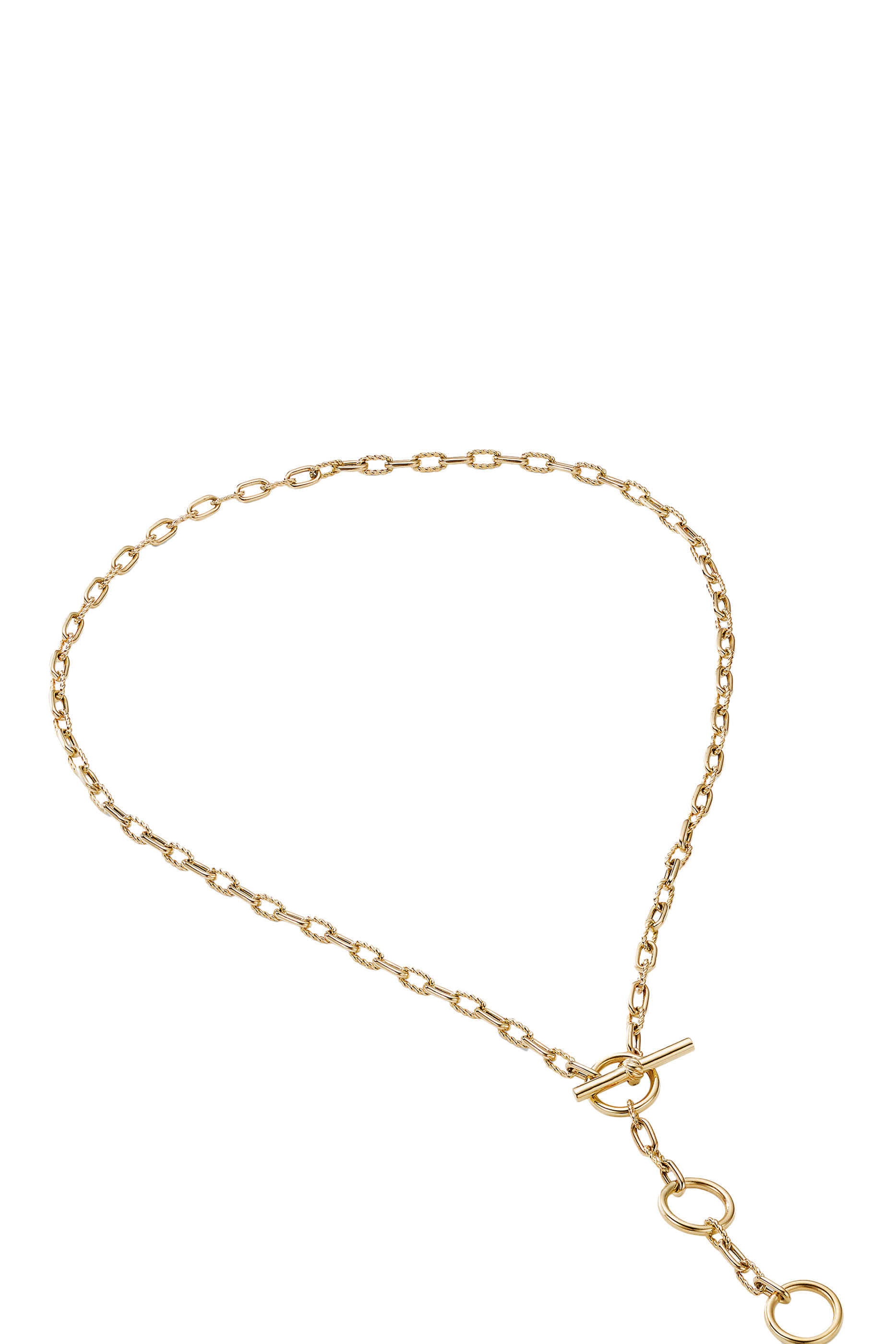 DY Madison Three Ring Chain Necklace, 18k Yellow Gold
