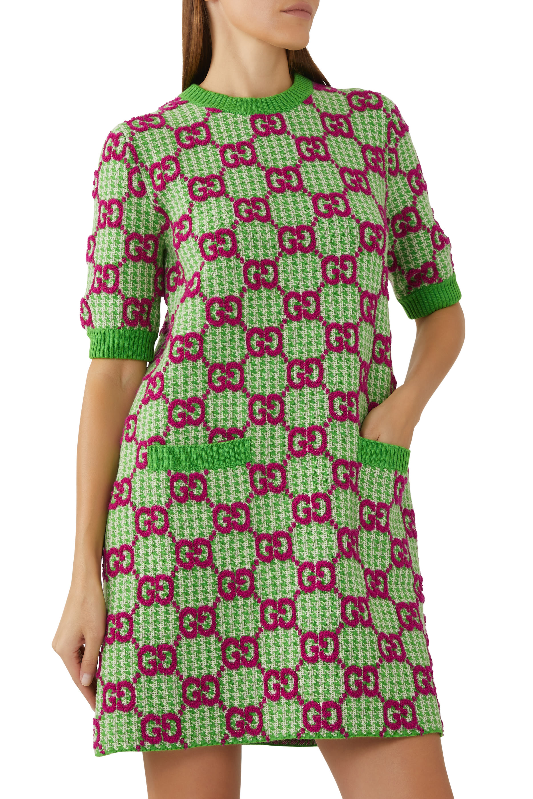 GG Wool Houndstooth Dress