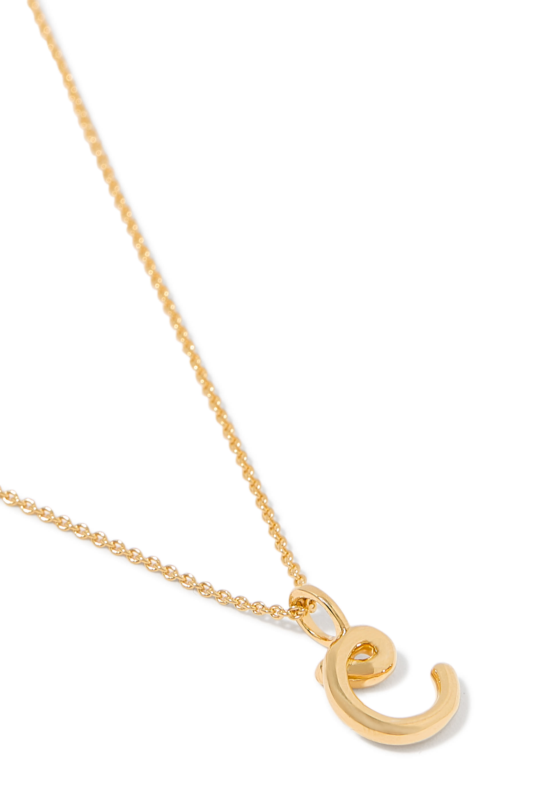 Curly Molten Mini Initial Necklace - C , 18k Recycled Gold Vermeil on Recycled Sterling Silver