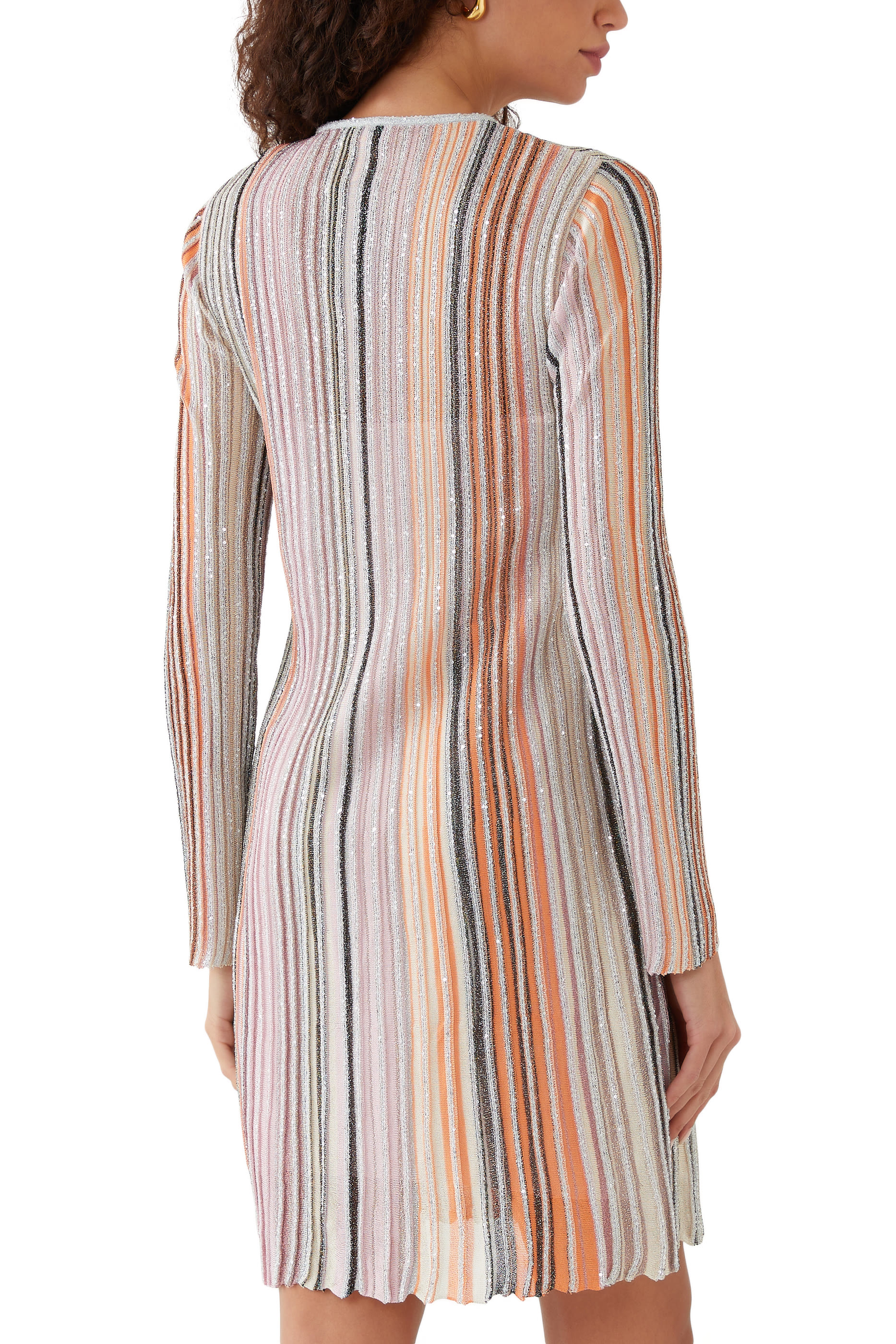 Partialized Sequinned Knit Mini Dress