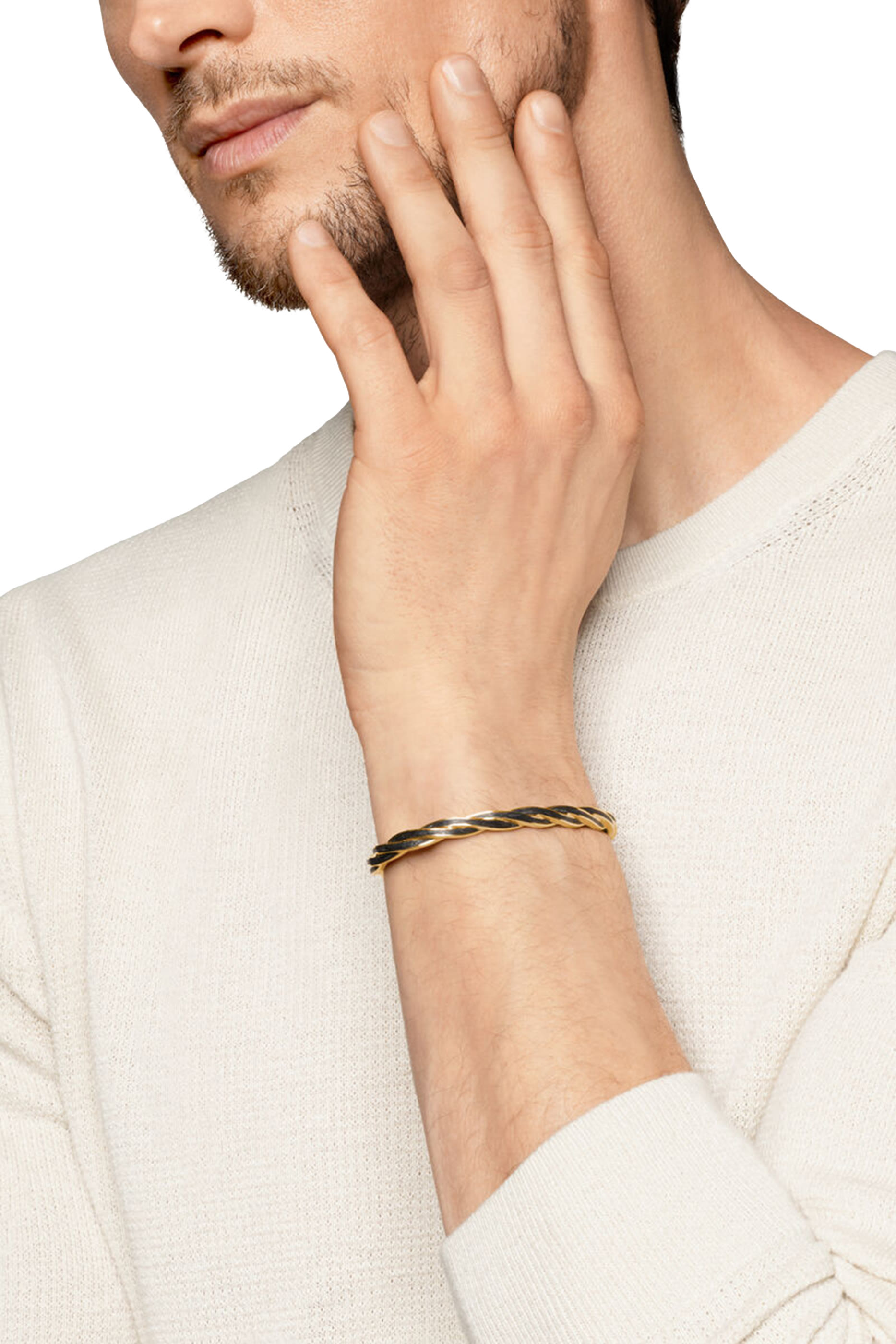 Helios&trade; Cuff Bracelet, 18K Yellow Gold & Forged Carbon