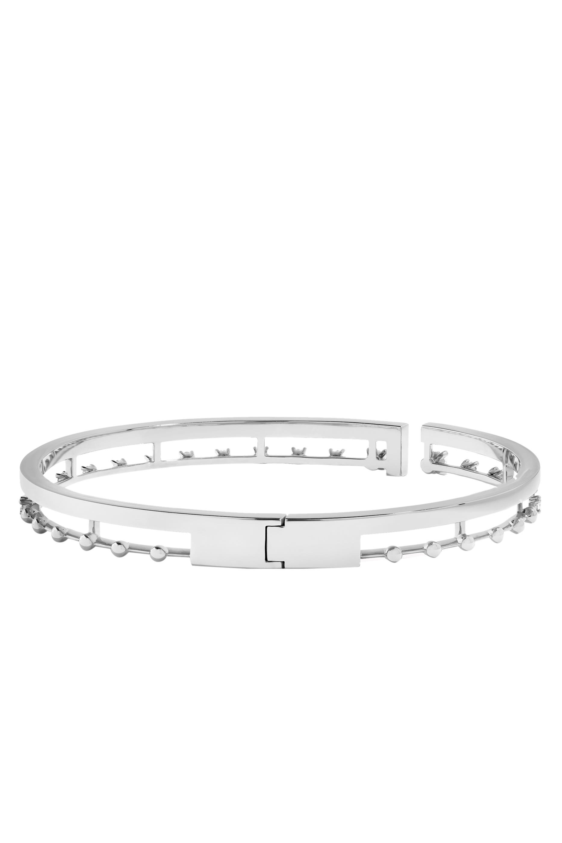 Avenues Open Hinged Bracelet, 18k White Gold & Diamonds