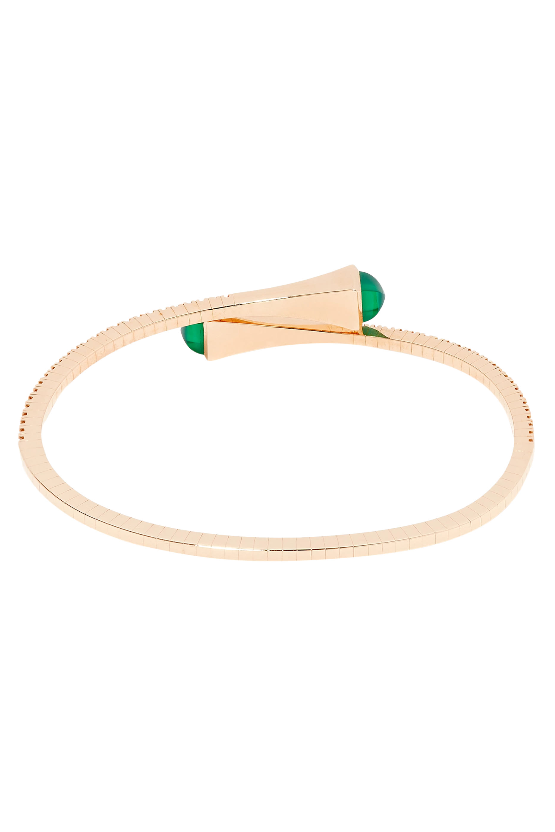 Cleo Slip-On Bracelet, 18k Pink Gold with Diamonds & Green Agate