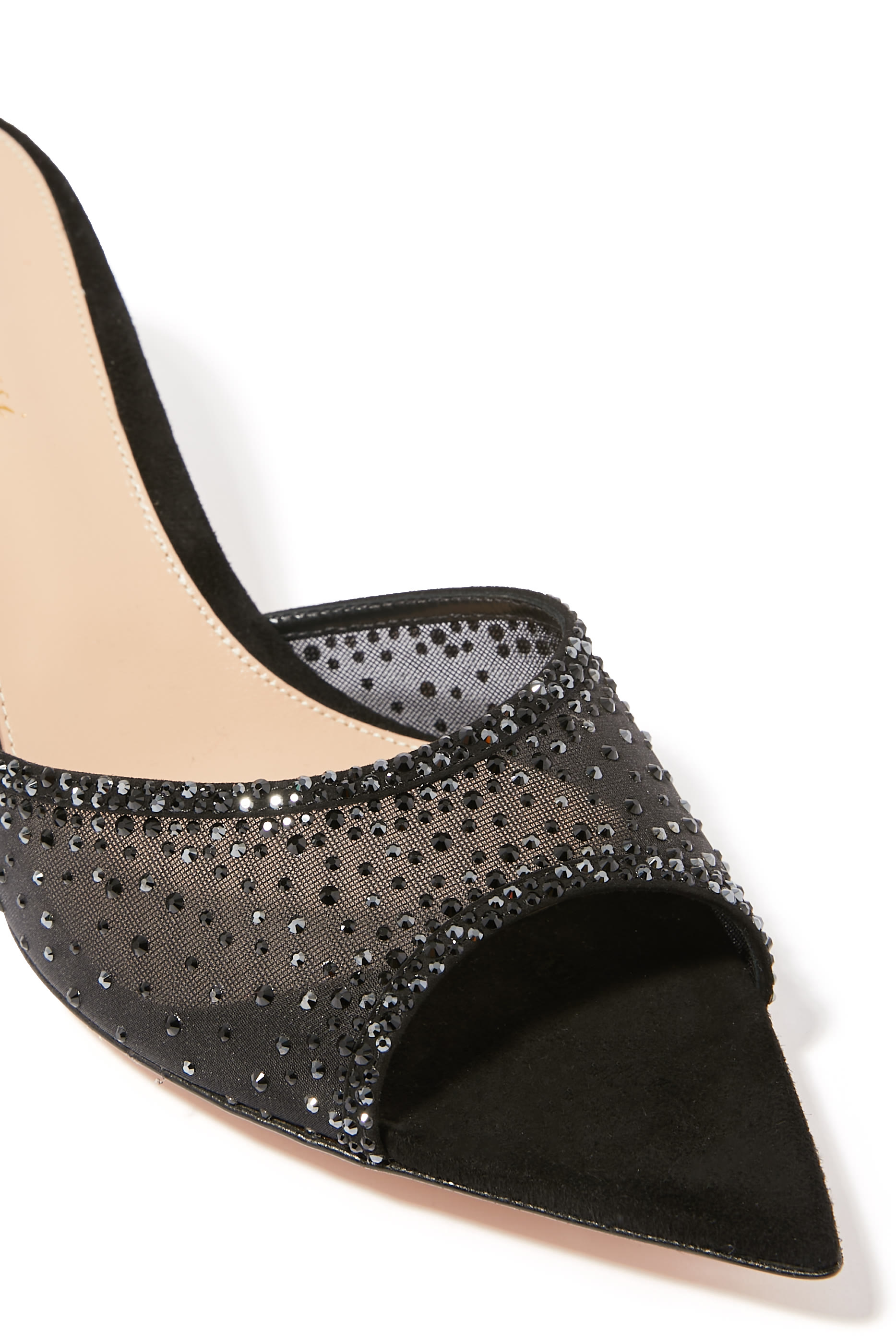 Rania 55 Suede Organza Embellished Mules