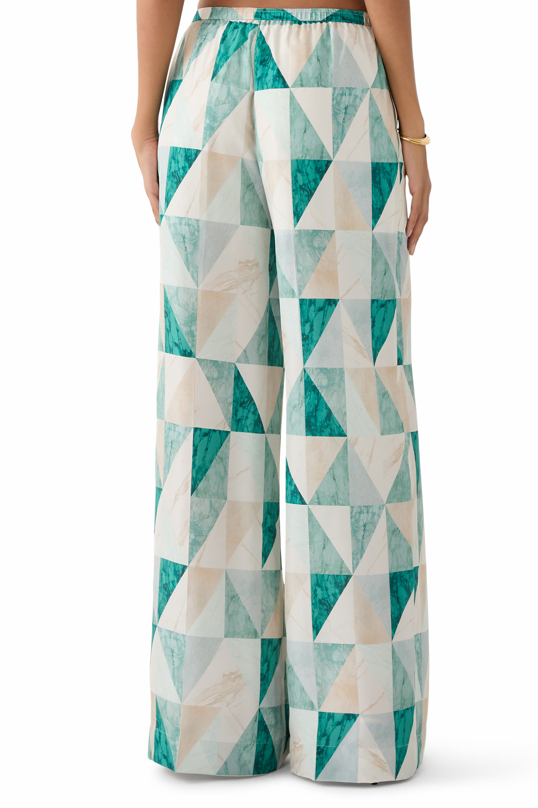 Thoresby Marble Print Silk Trousers