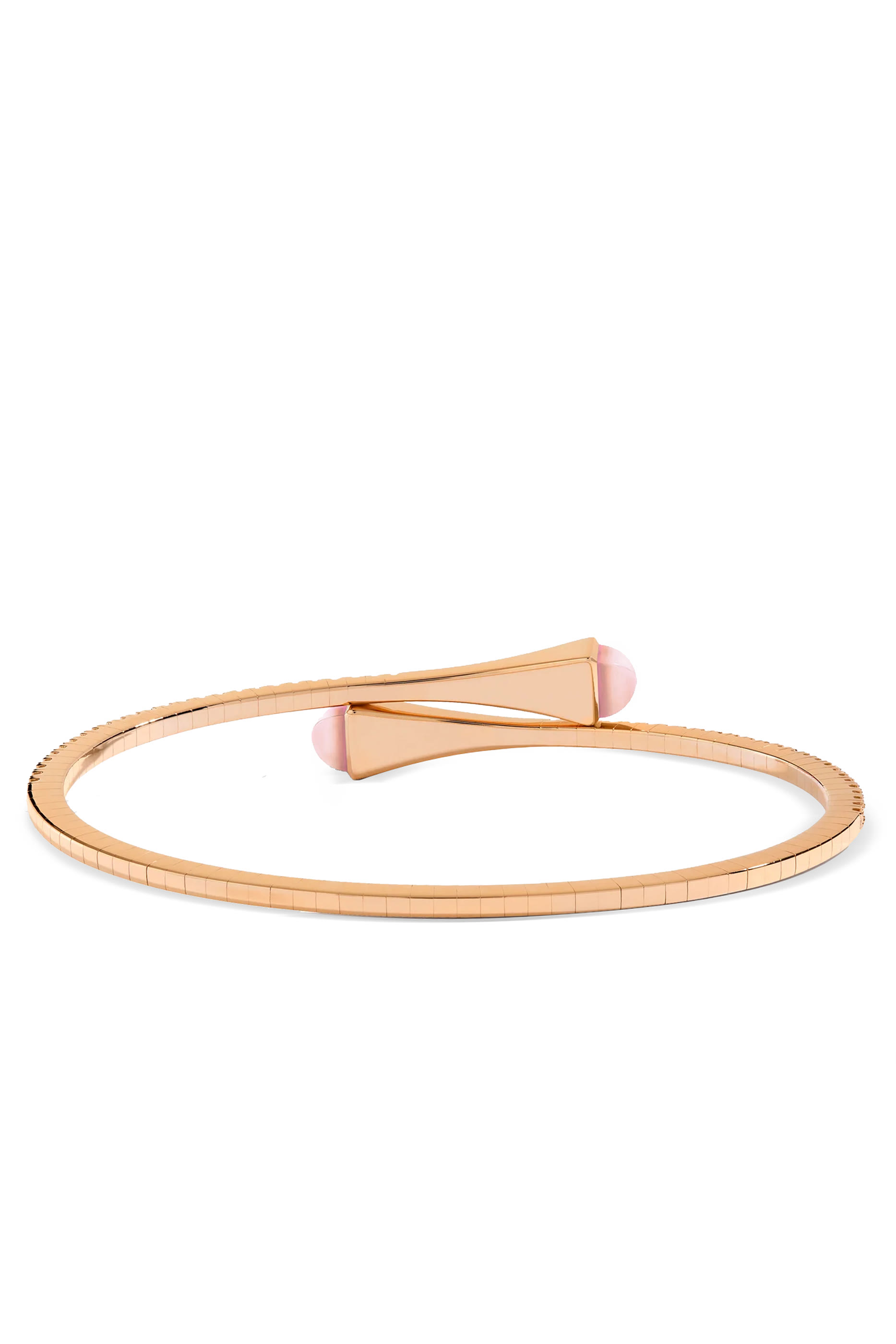 Cleo Slim Bangle, 18k Rose Gold with Pink Quartz & Diamonds