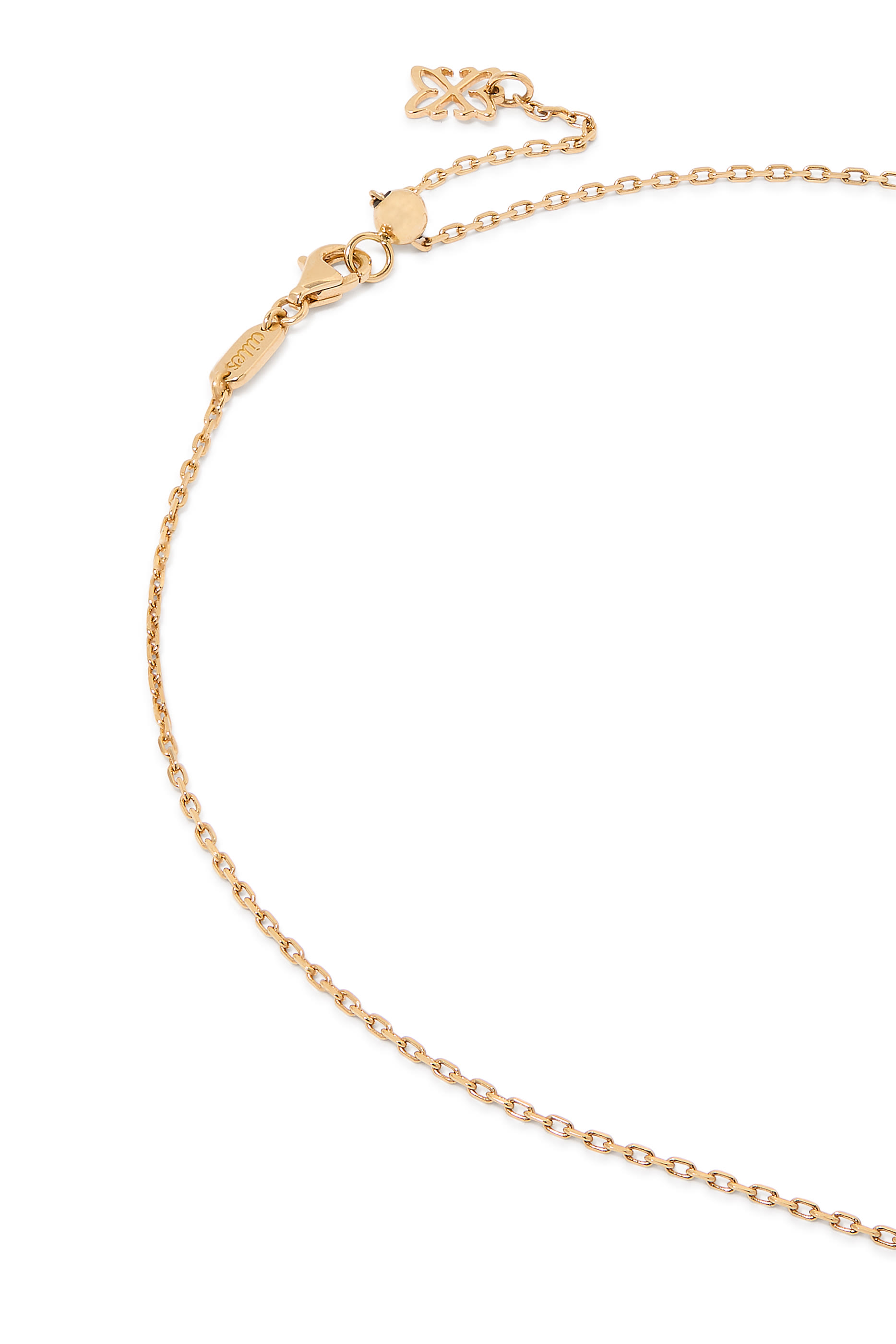 Letter 'H' Tennis Racket Necklace, 18K Yellow Gold with Diamonds & Sapphires