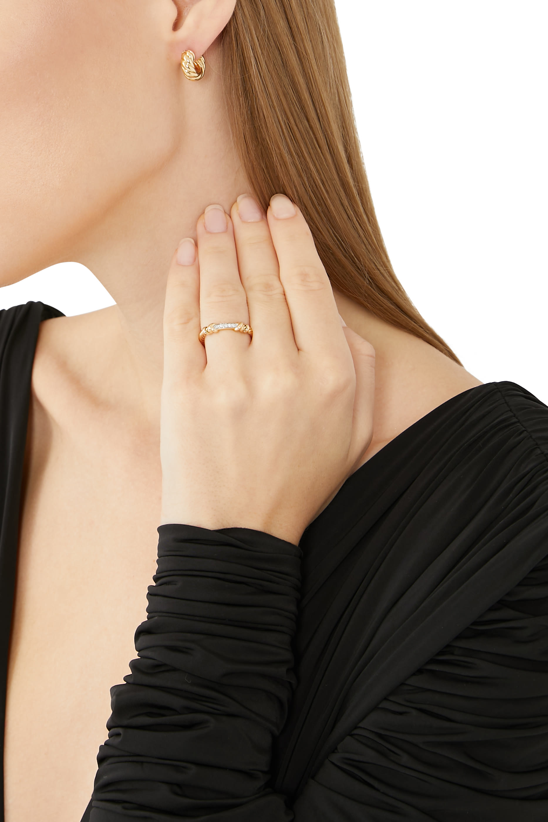 Sculpted Cable Hoop Earrings, 18k Yellow Gold