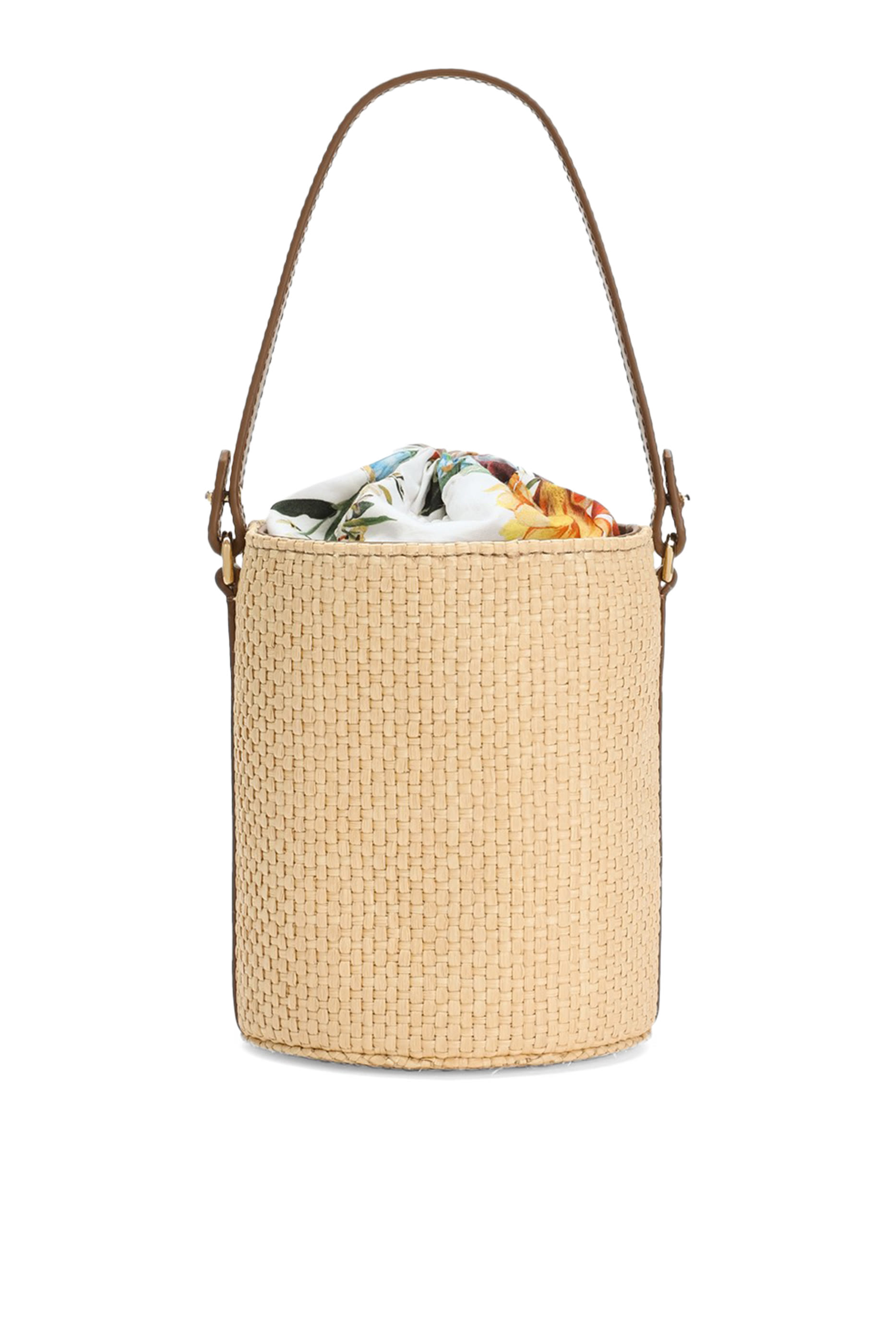 Kids Straw & Nappa Calfskin Coffa Bag