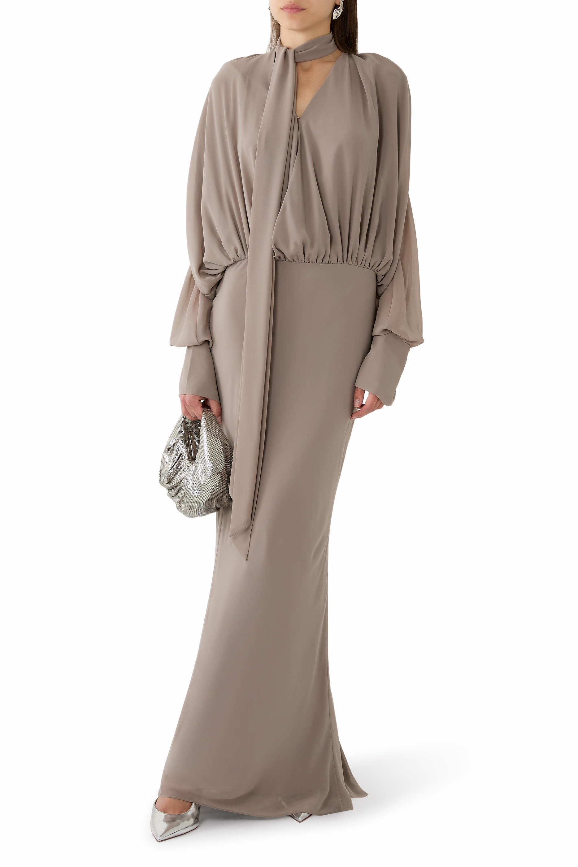 Chiffon Long Sleeves Maxi Dress