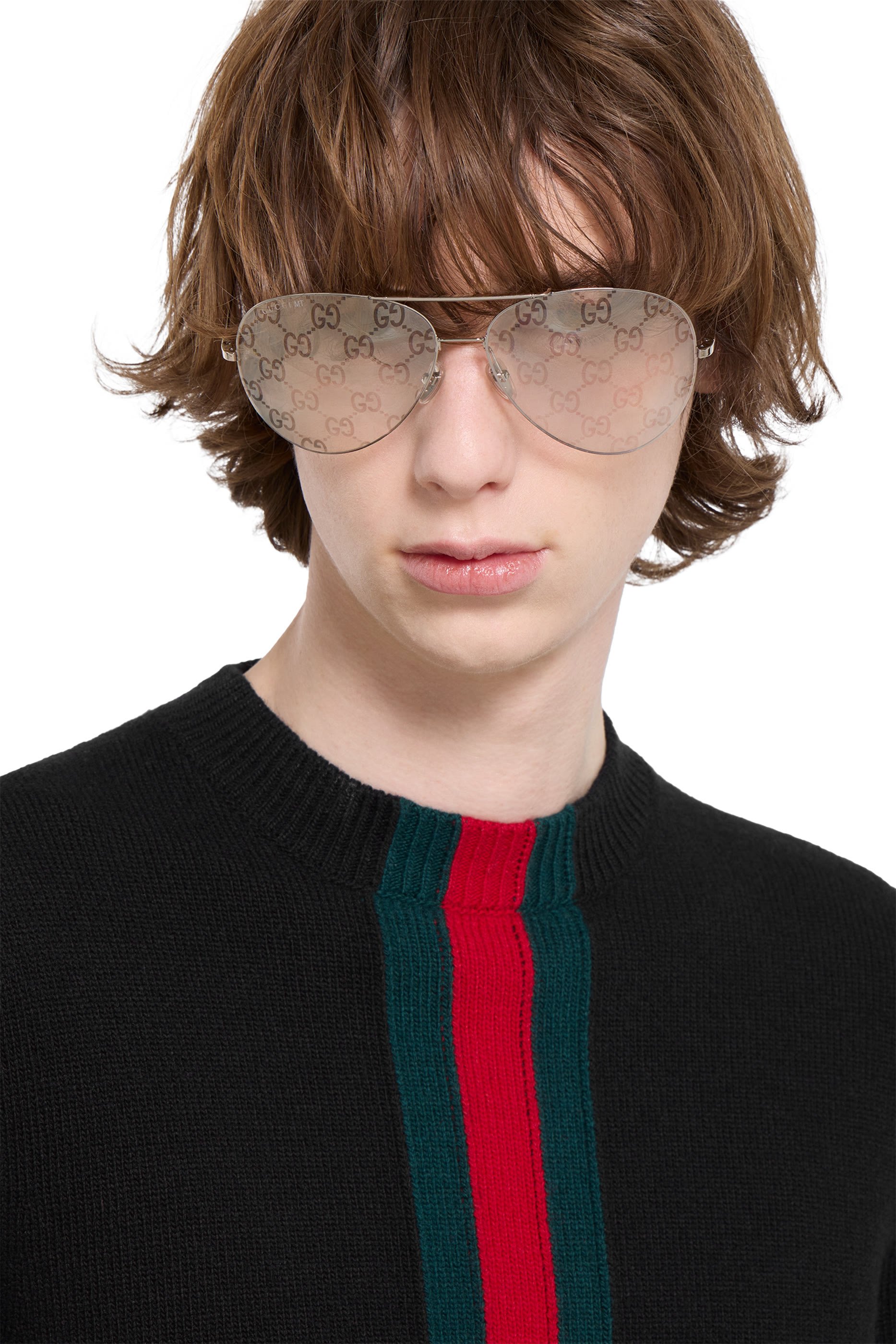 Web Intarsia Fine Knit Wool Sweater