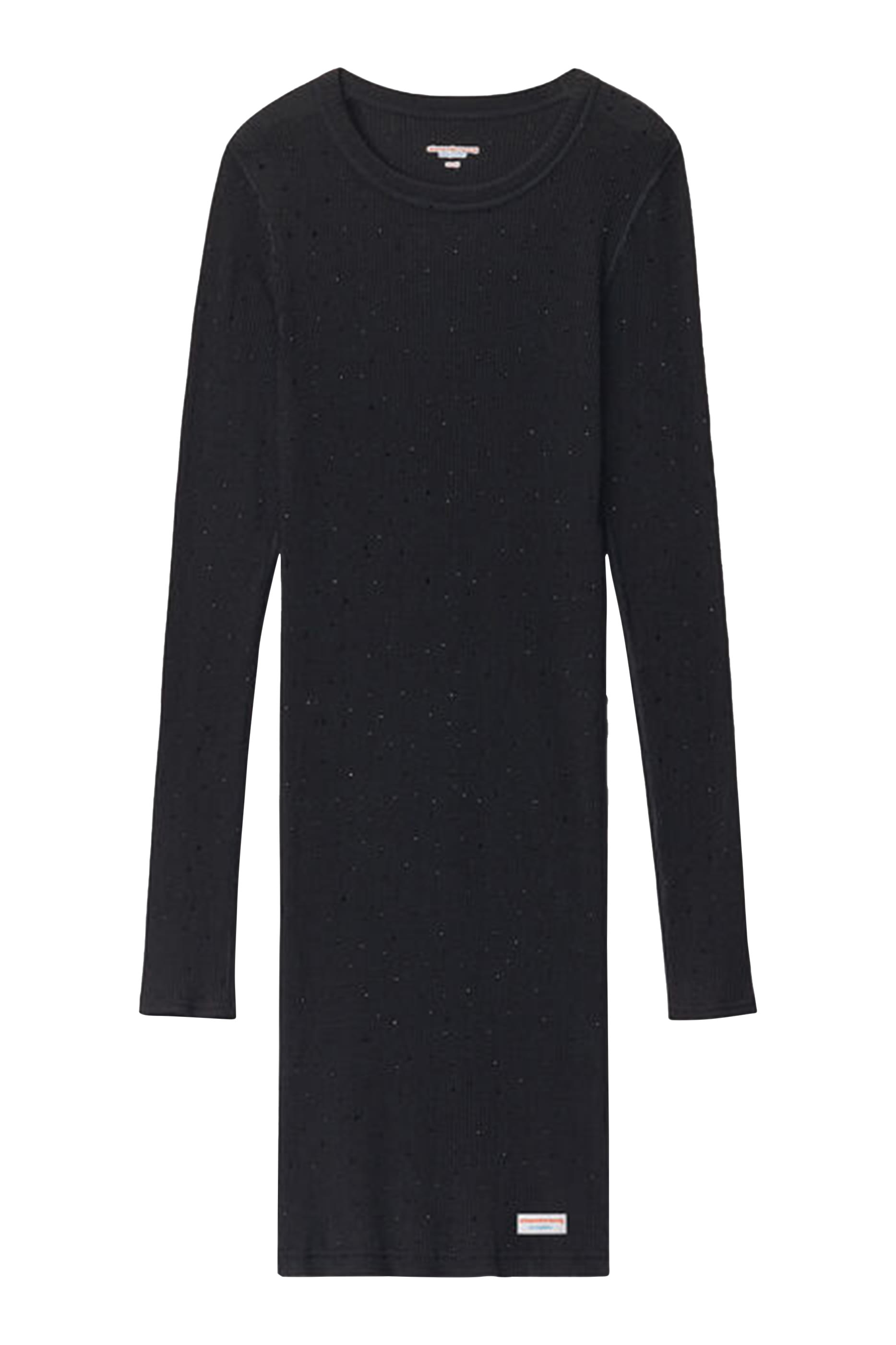 Crystal Hotfix Long-Sleeve Mini Dress