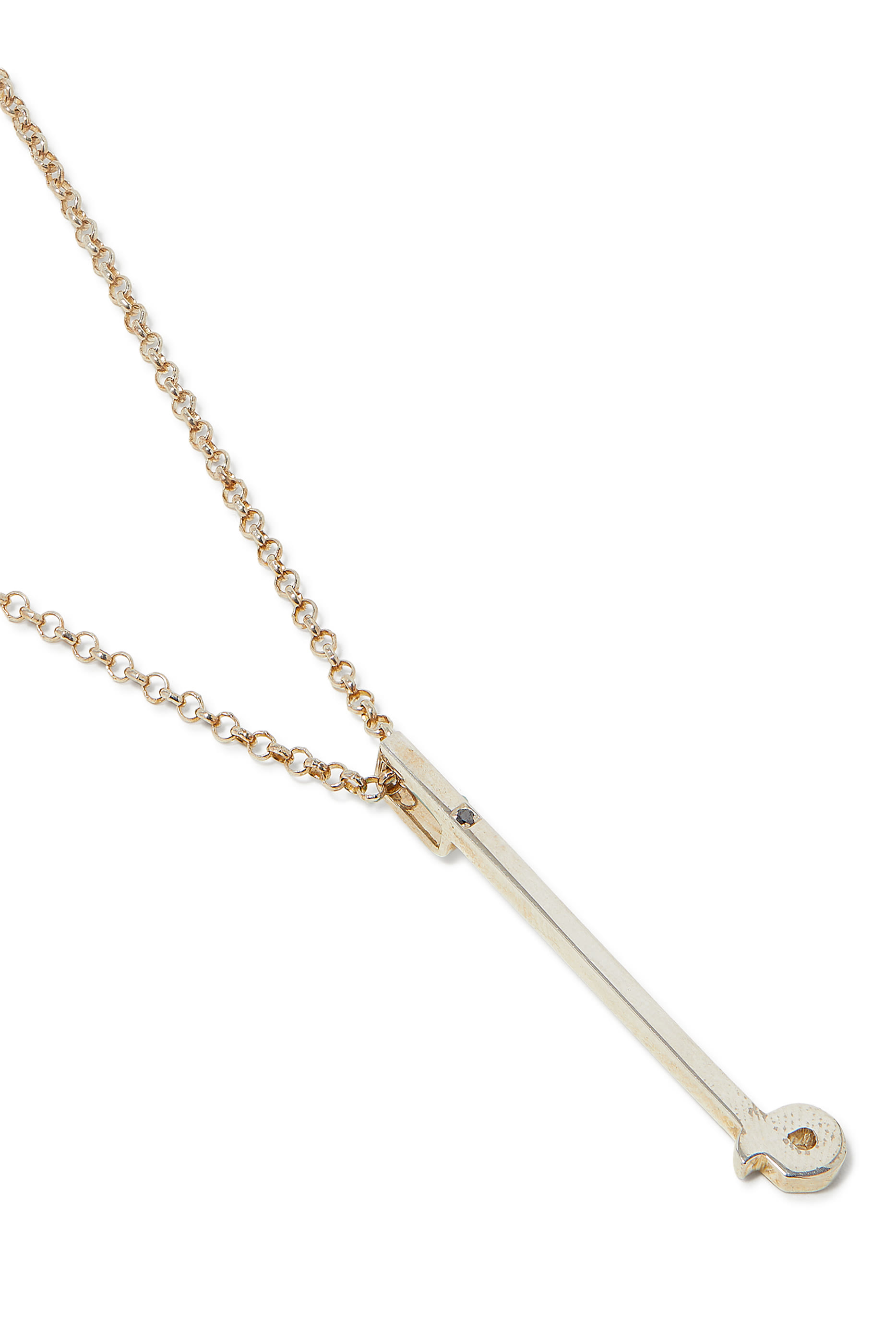 Arabic Letter "Meem" Diamond Pendant Necklace, Sterling Silver & Diamond