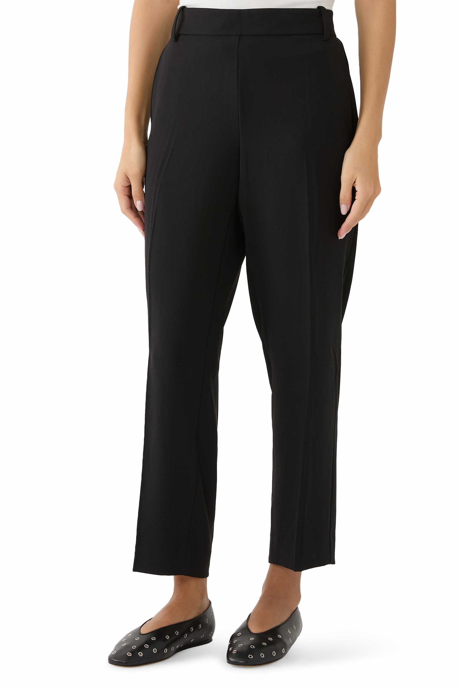 Mid-Rise Tapered Pull-On Pants