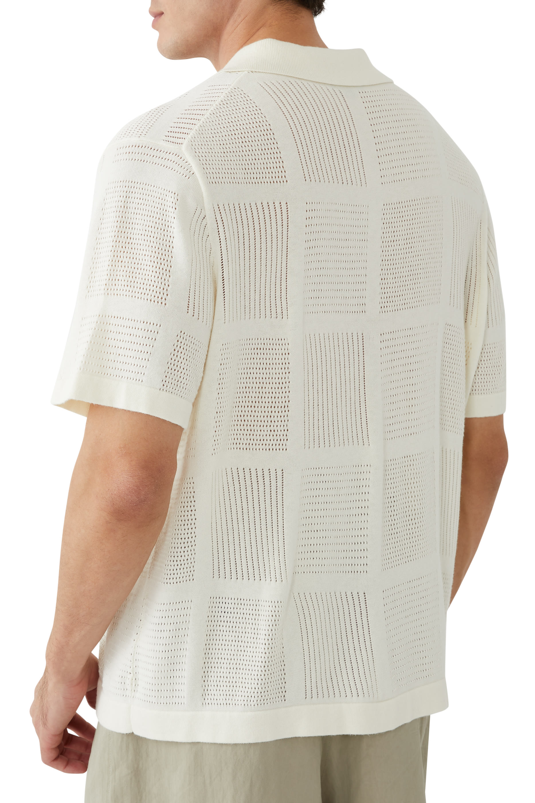 Patchwork Pointelle Short Sleeves Shirt