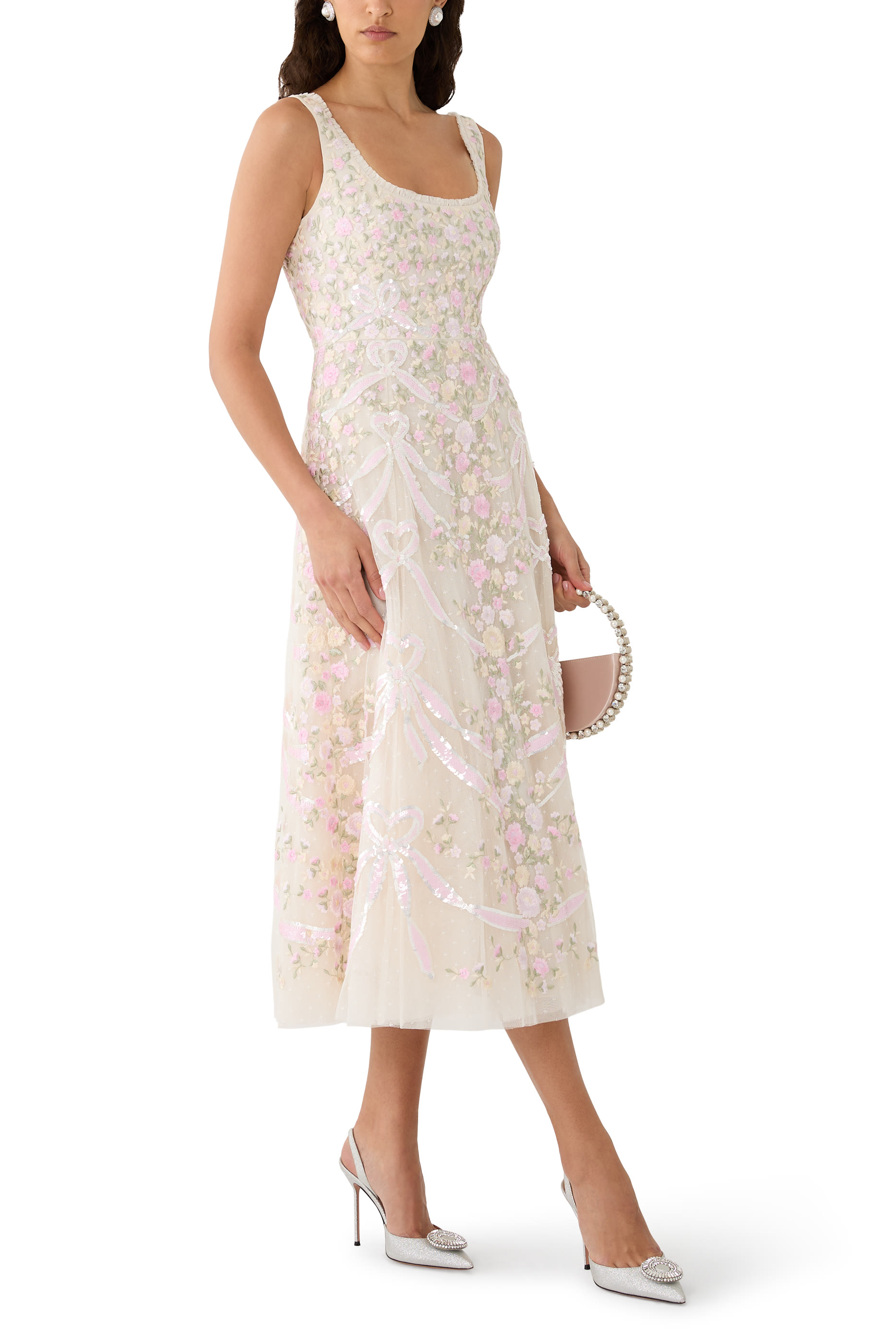 Ribbon Heart Scoop Neck Ballerina Dress